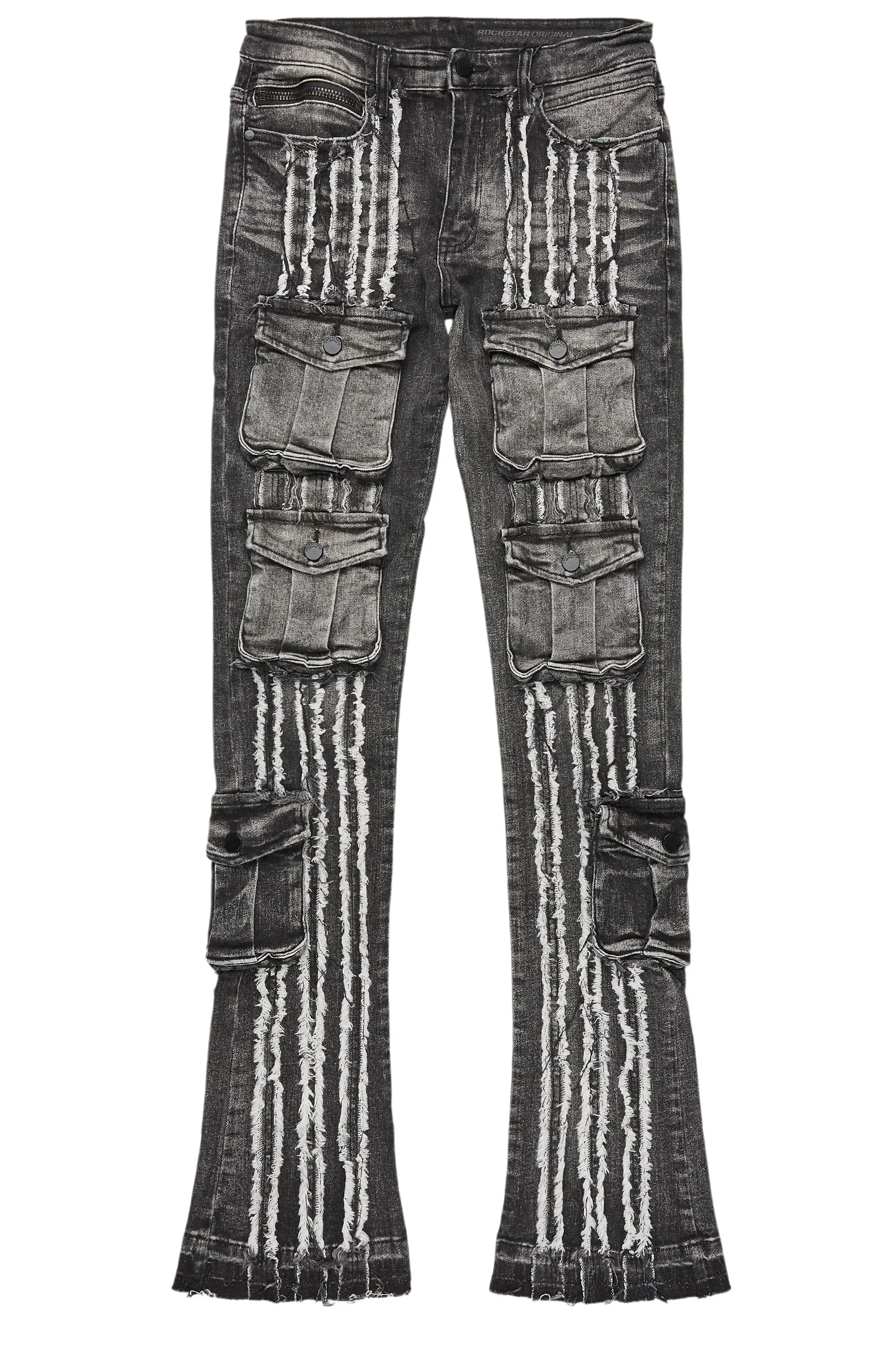Frey Black Stacked Flare Jean sold by Rockstar Original