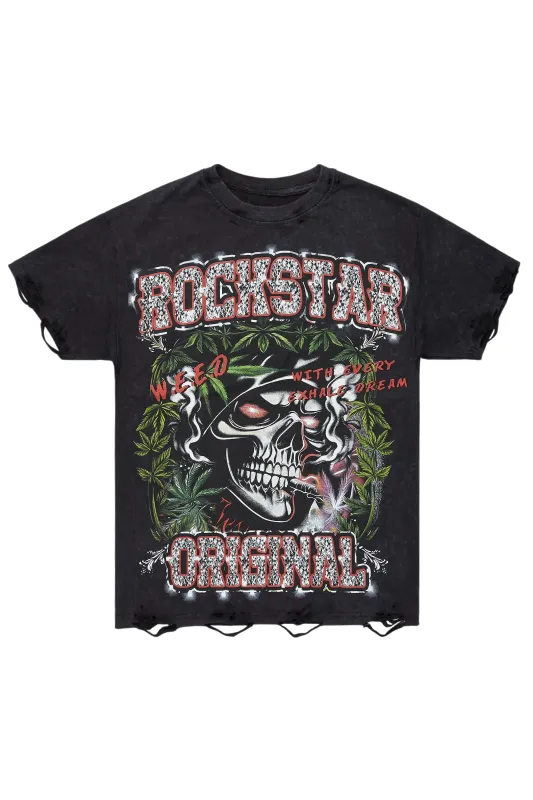 Hyzon Black Oversized Graphic T-Shirt sold by Rockstar Original