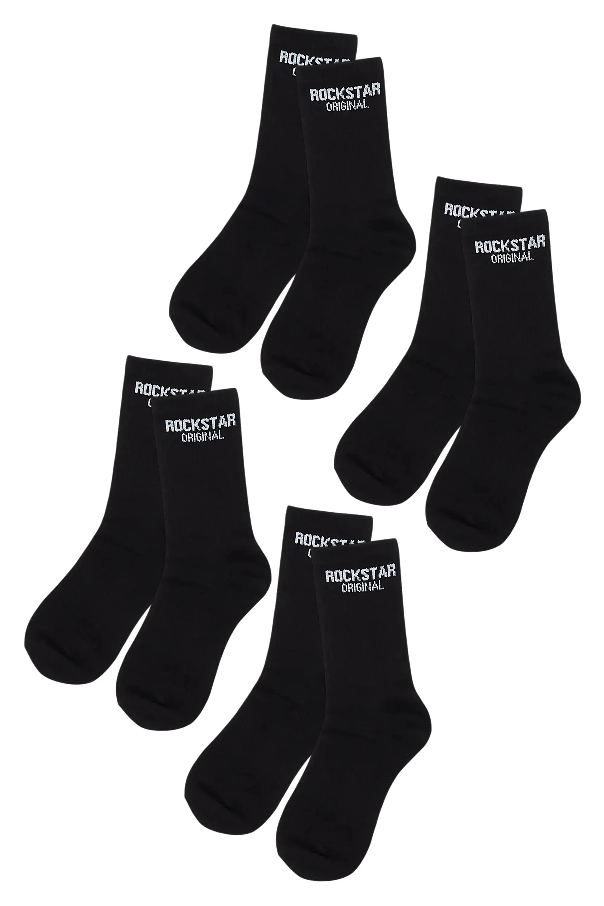 Boys Rockstar Dist Black Basic Socks 4 Pack sold by Rockstar Original