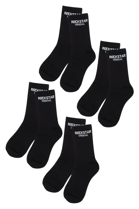 Girls Rockstar Dist Black Basic Socks 4 Pack sold by Rockstar Original