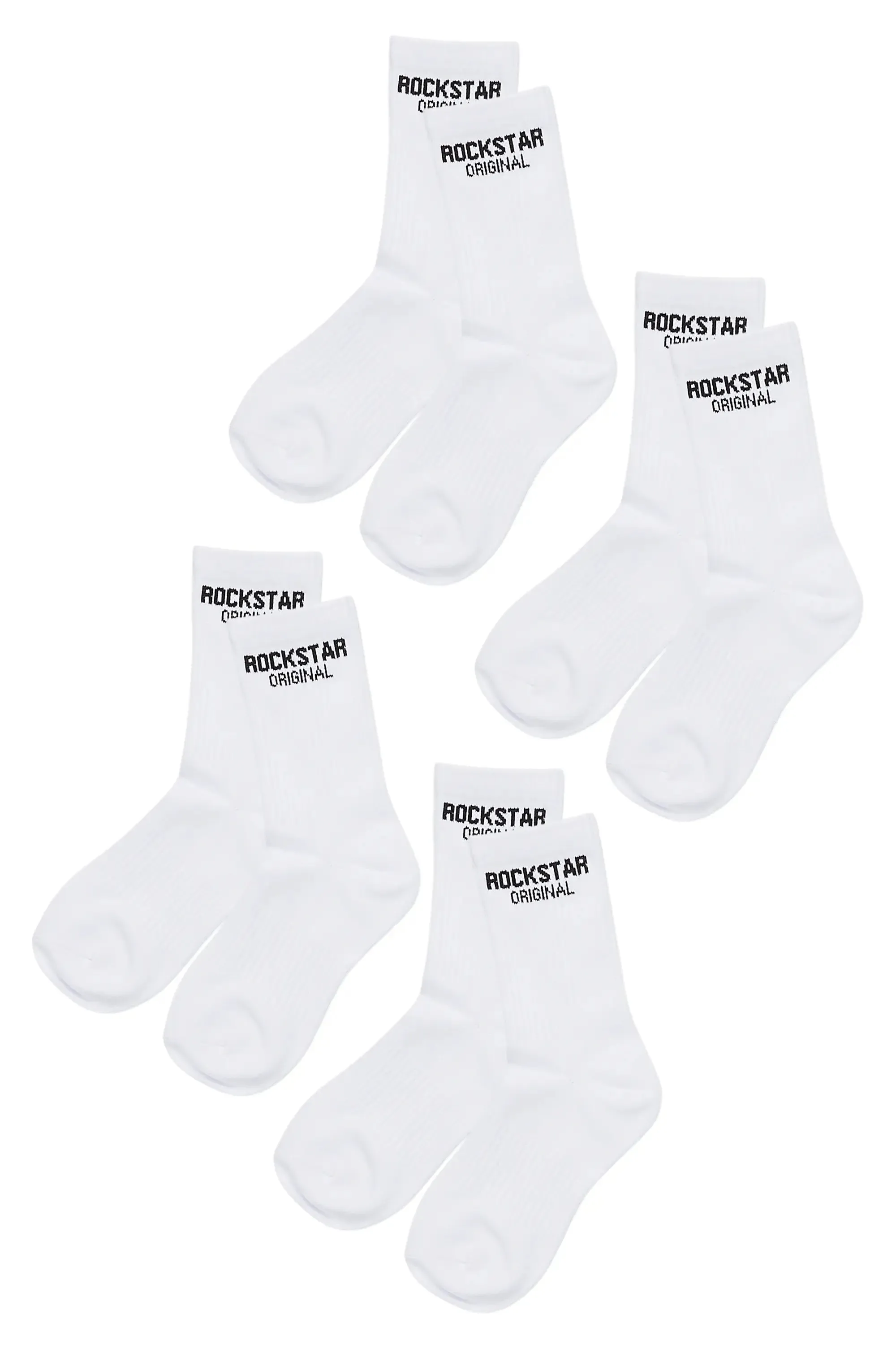 Girls Rockstar Dist White Basic Socks 4 Pack sold by Rockstar Original