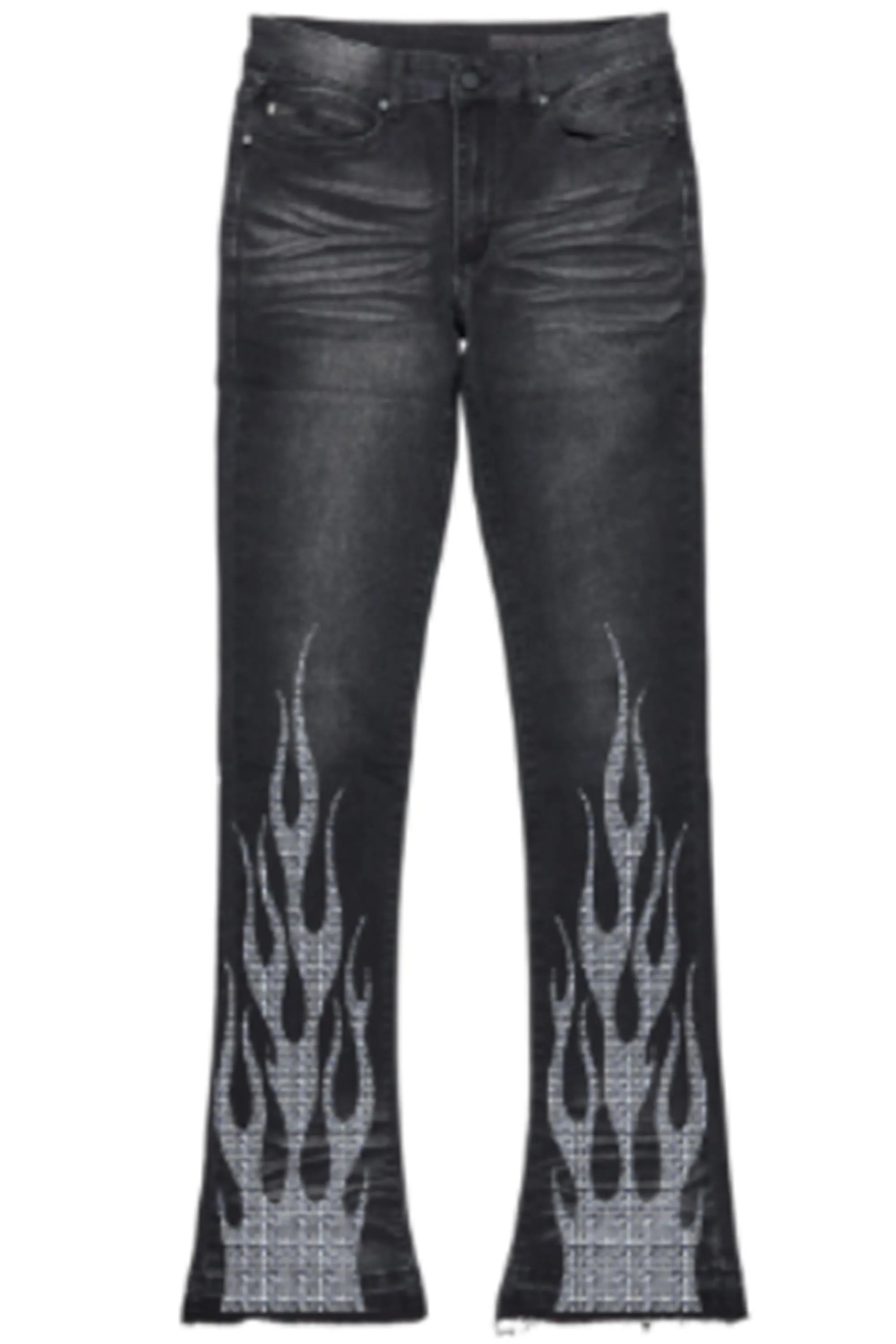 Samba Dark Grey Rhinestone Stacked Flare Jean sold by Rockstar Original