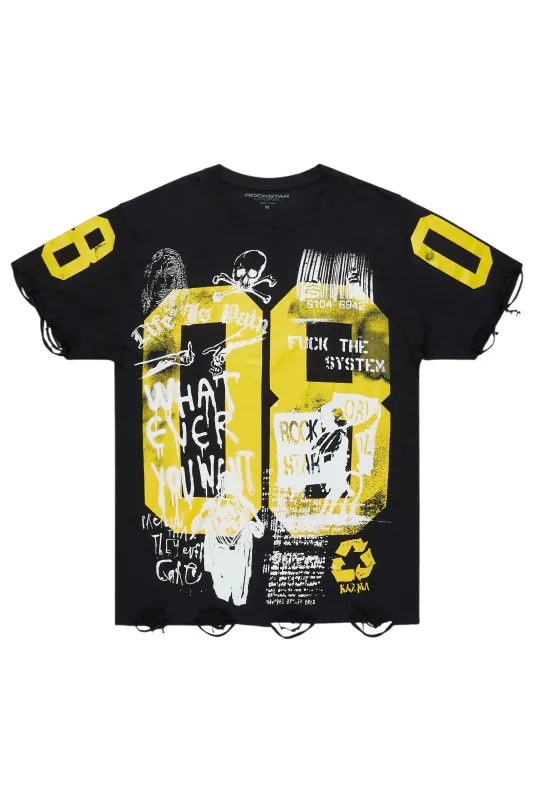 Grill Black/Yellow Graphic Oversized T-Shirt sold by Rockstar Original