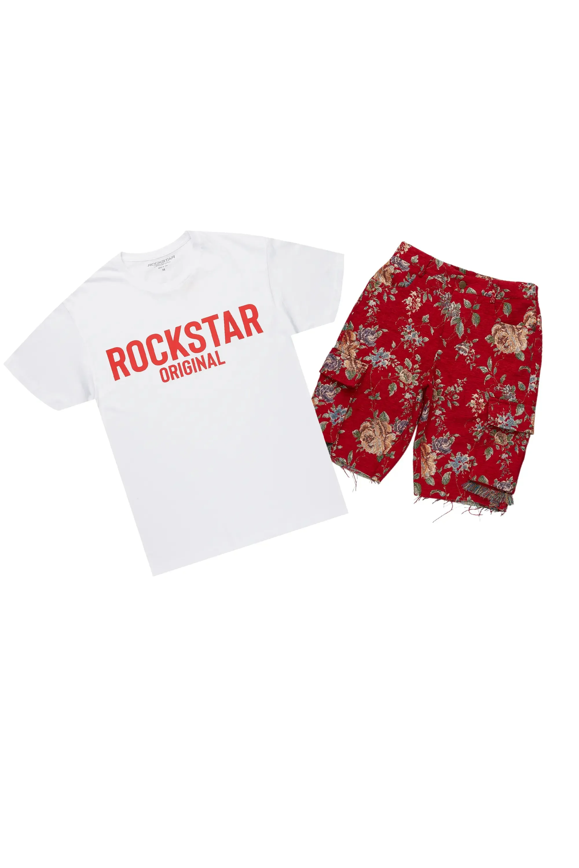 Marionna White/Red T-Shirt Short Set sold by Rockstar Original