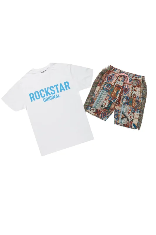 Joliet White/Beige T-Shirt Short Set sold by Rockstar Original