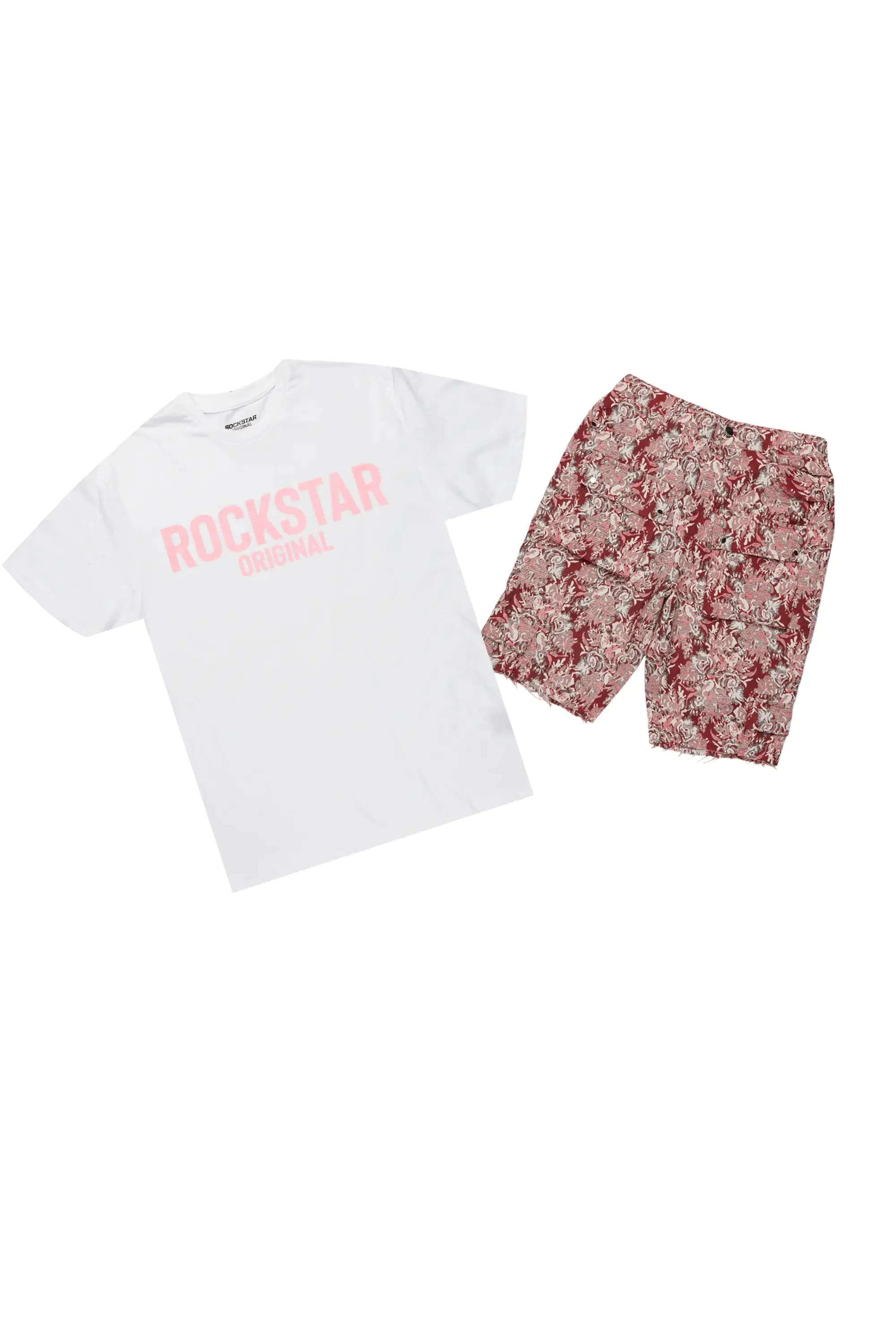 Viviane White/Pink T-Shirt Short Set sold by Rockstar Original