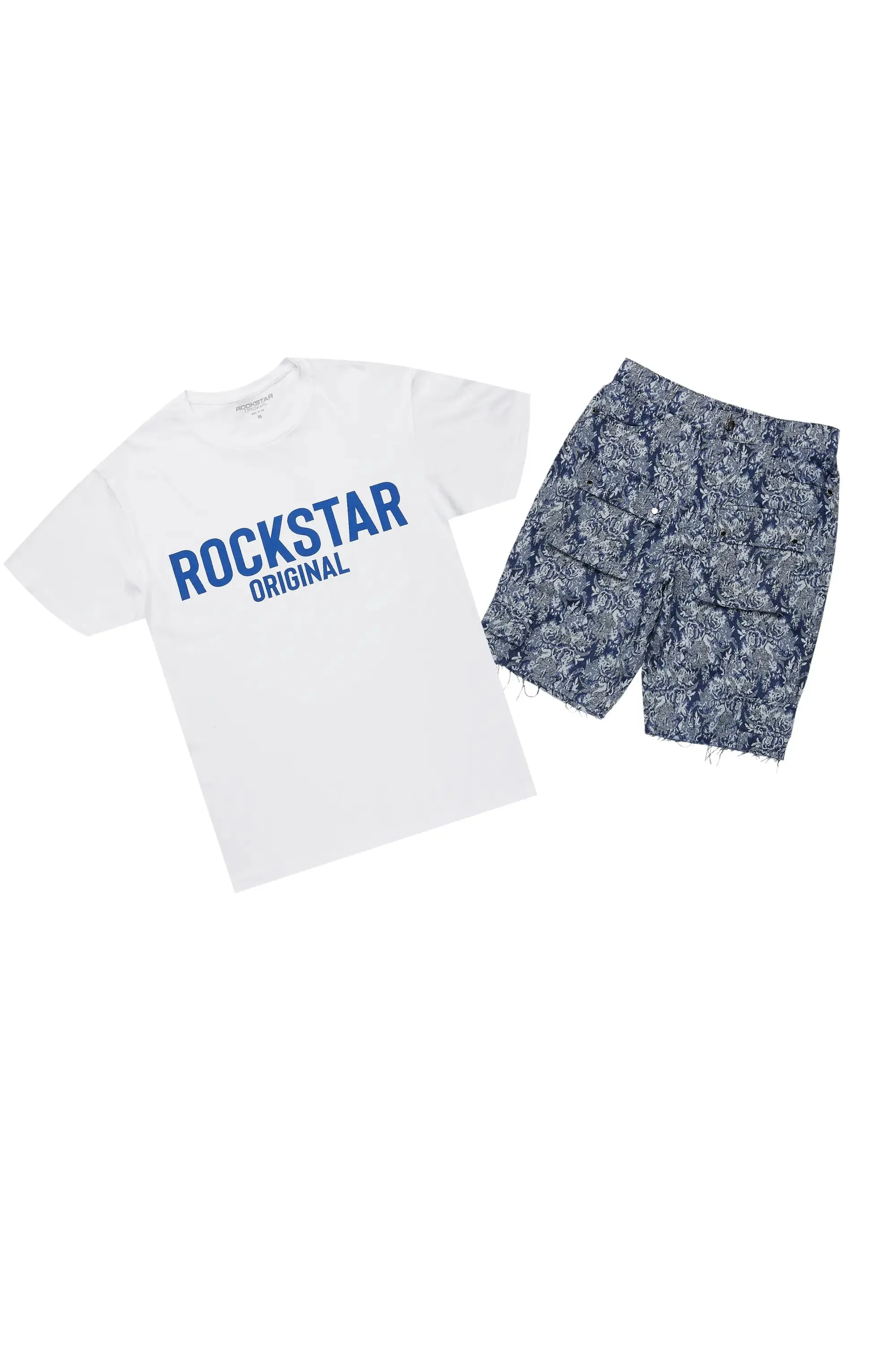 Viviane White/Blue T-Shirt Short Set sold by Rockstar Original