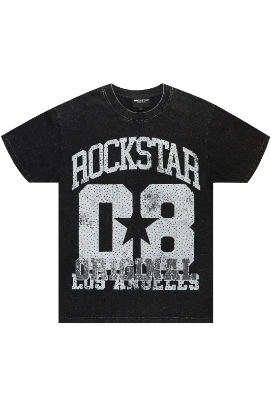 Flamur Black Graphic Rhinestone T-Shirt sold by Rockstar Original