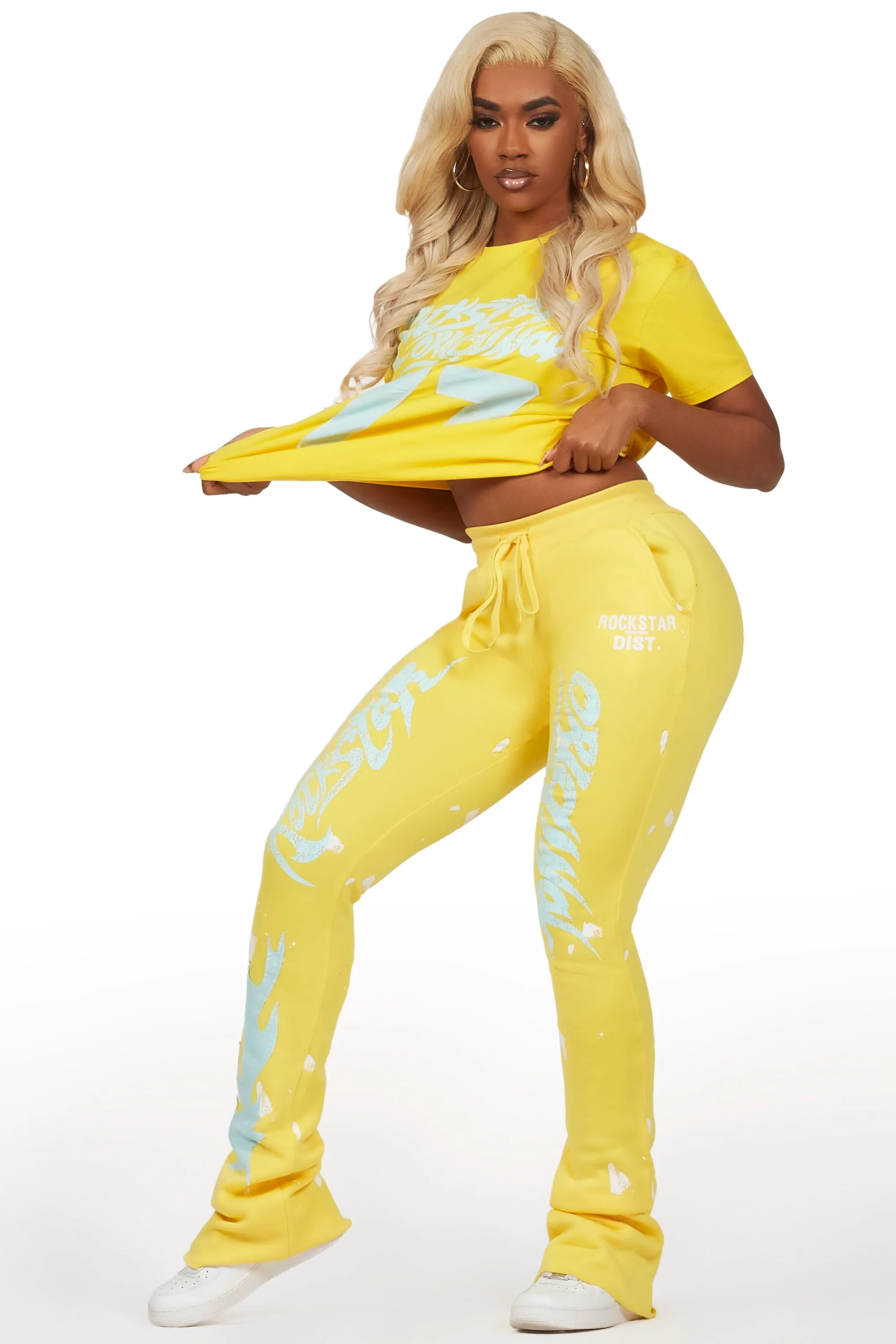 Tayonna Yellow T-Shirt Trackset sold by Rockstar Original product image thumbnail 2
