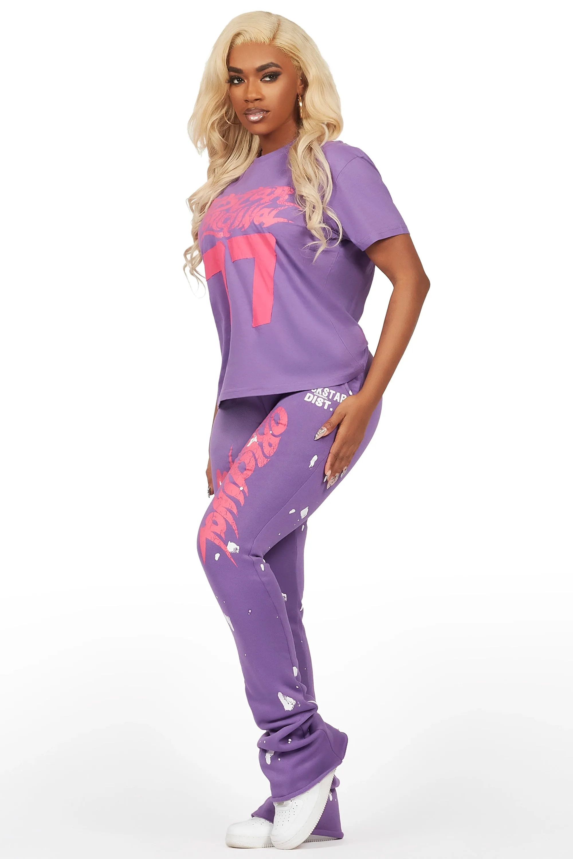 Tayonna Purple T-Shirt Trackset sold by Rockstar Original product image thumbnail 4