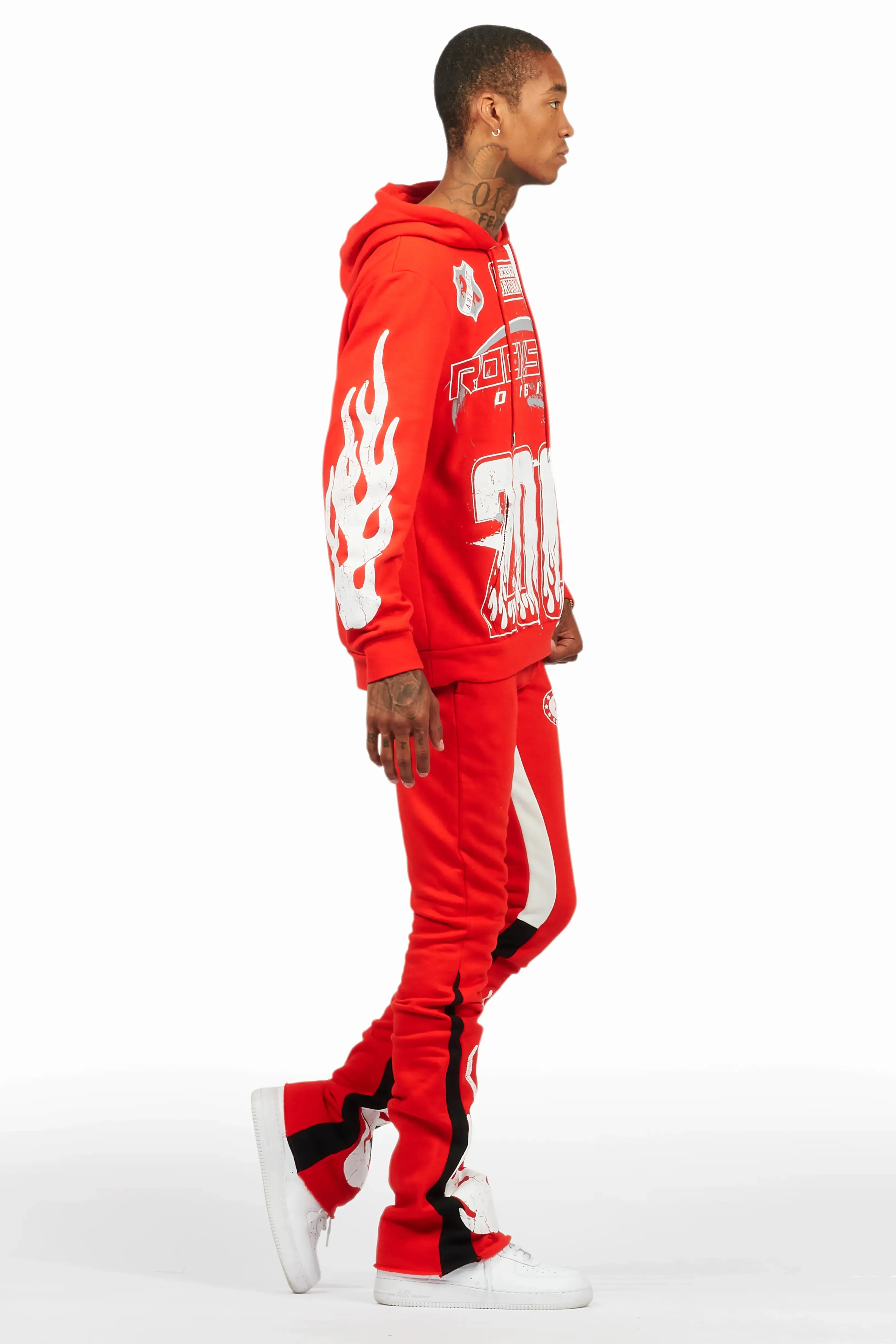 Amos Red/White Hoodie/Stacked Flare Track Set sold by Rockstar Original product image thumbnail 3