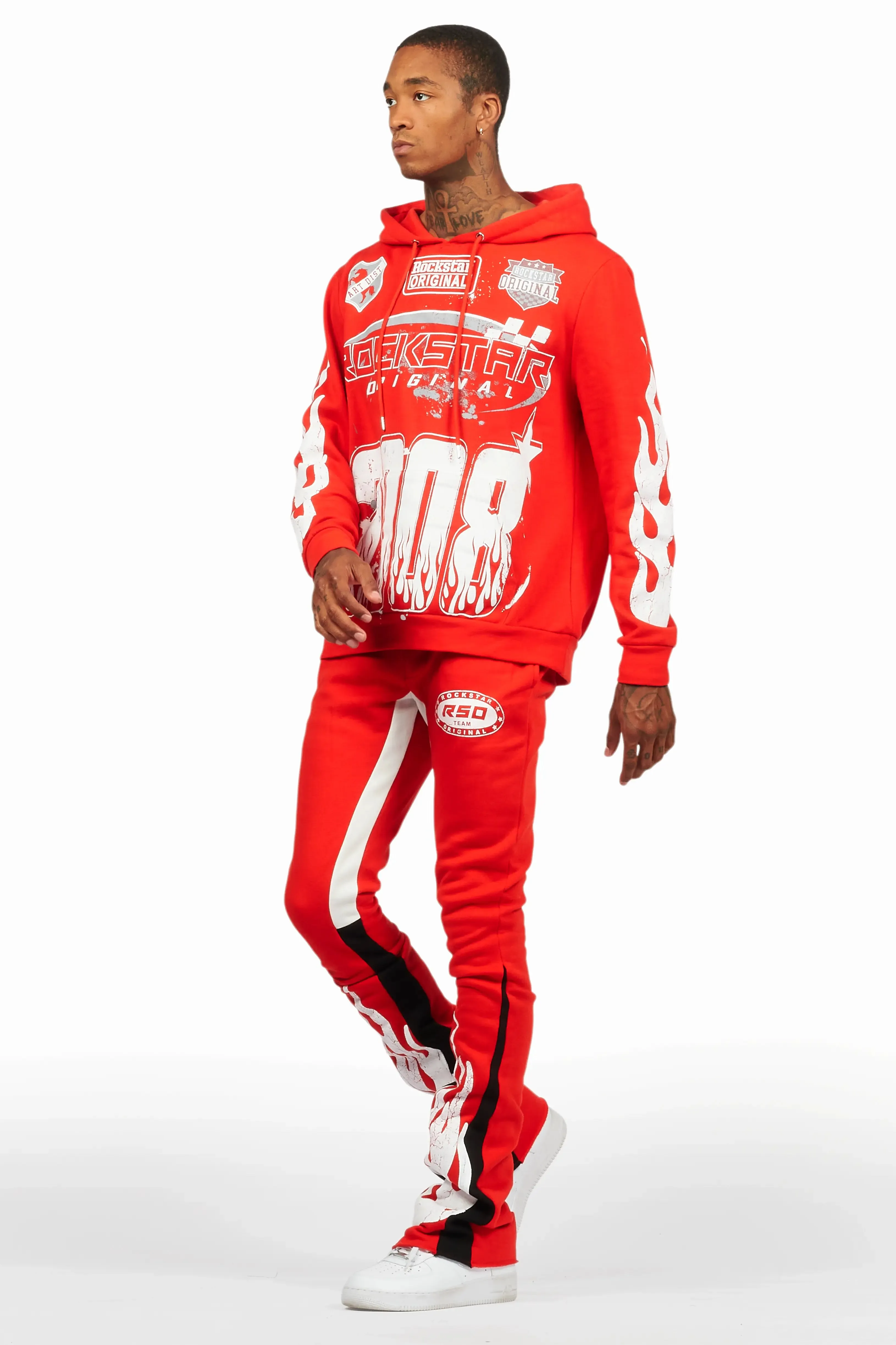 Amos Red/White Hoodie/Stacked Flare Track Set sold by Rockstar Original product image thumbnail 5