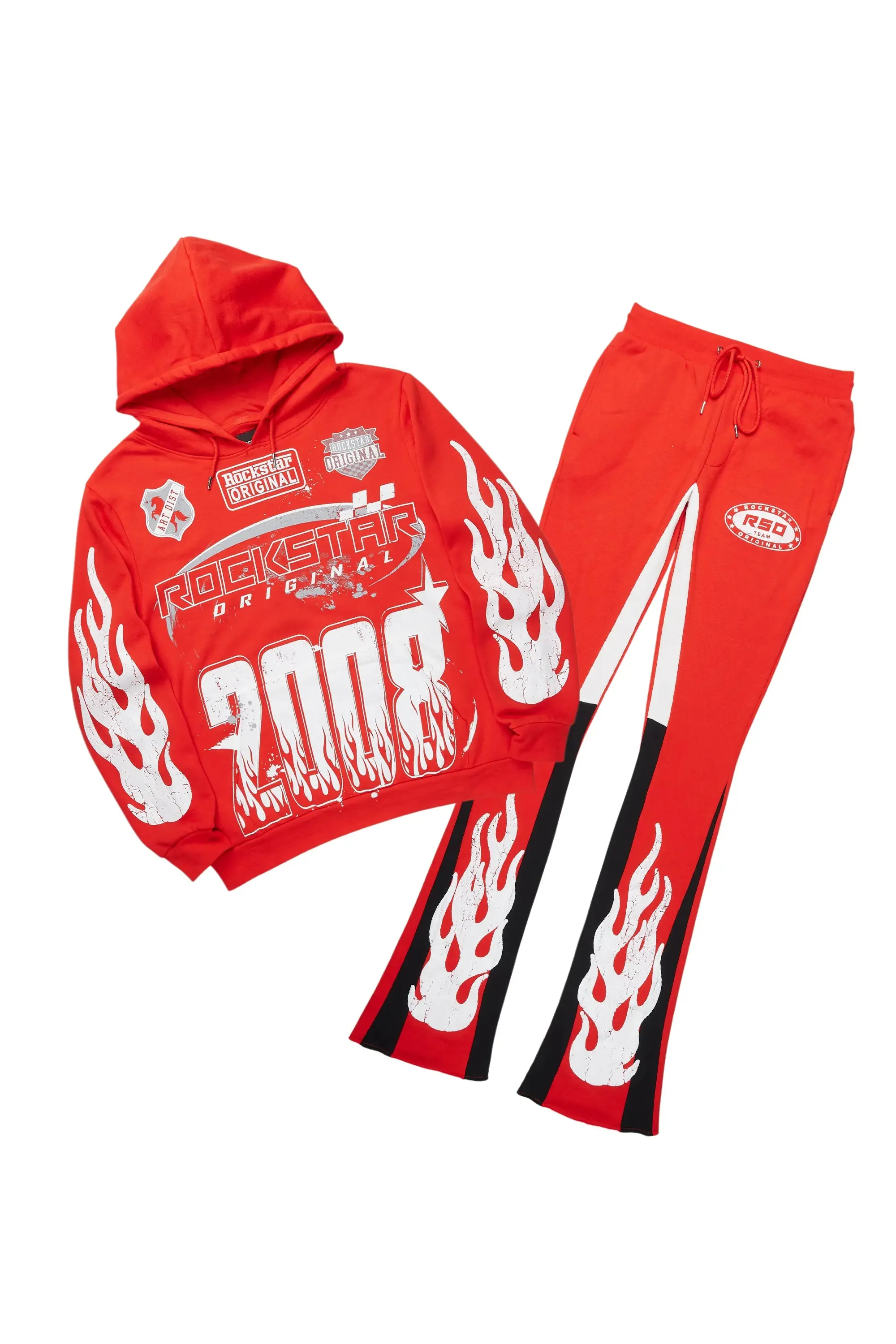 Amos Red/White Hoodie/Stacked Flare Track Set sold by Rockstar Original