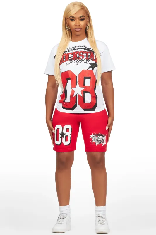Keah White/Red T-Shirt Short Set sold by Rockstar Original
