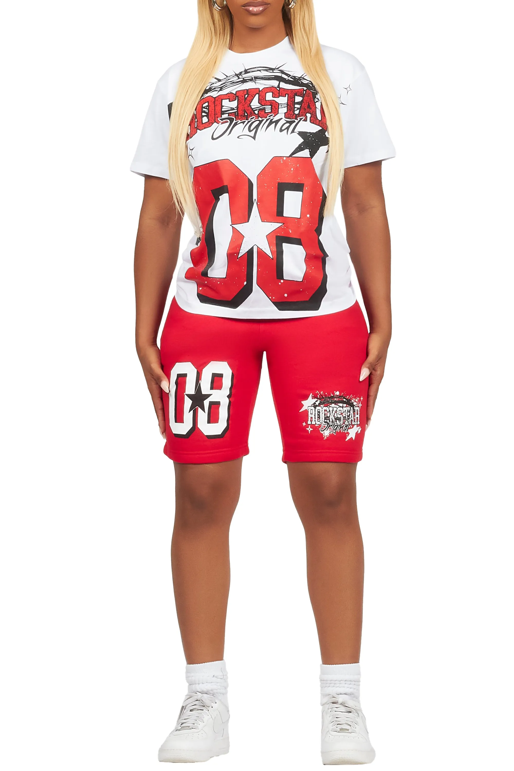 Keah White/Red T-Shirt Short Set sold by Rockstar Original product image thumbnail 5
