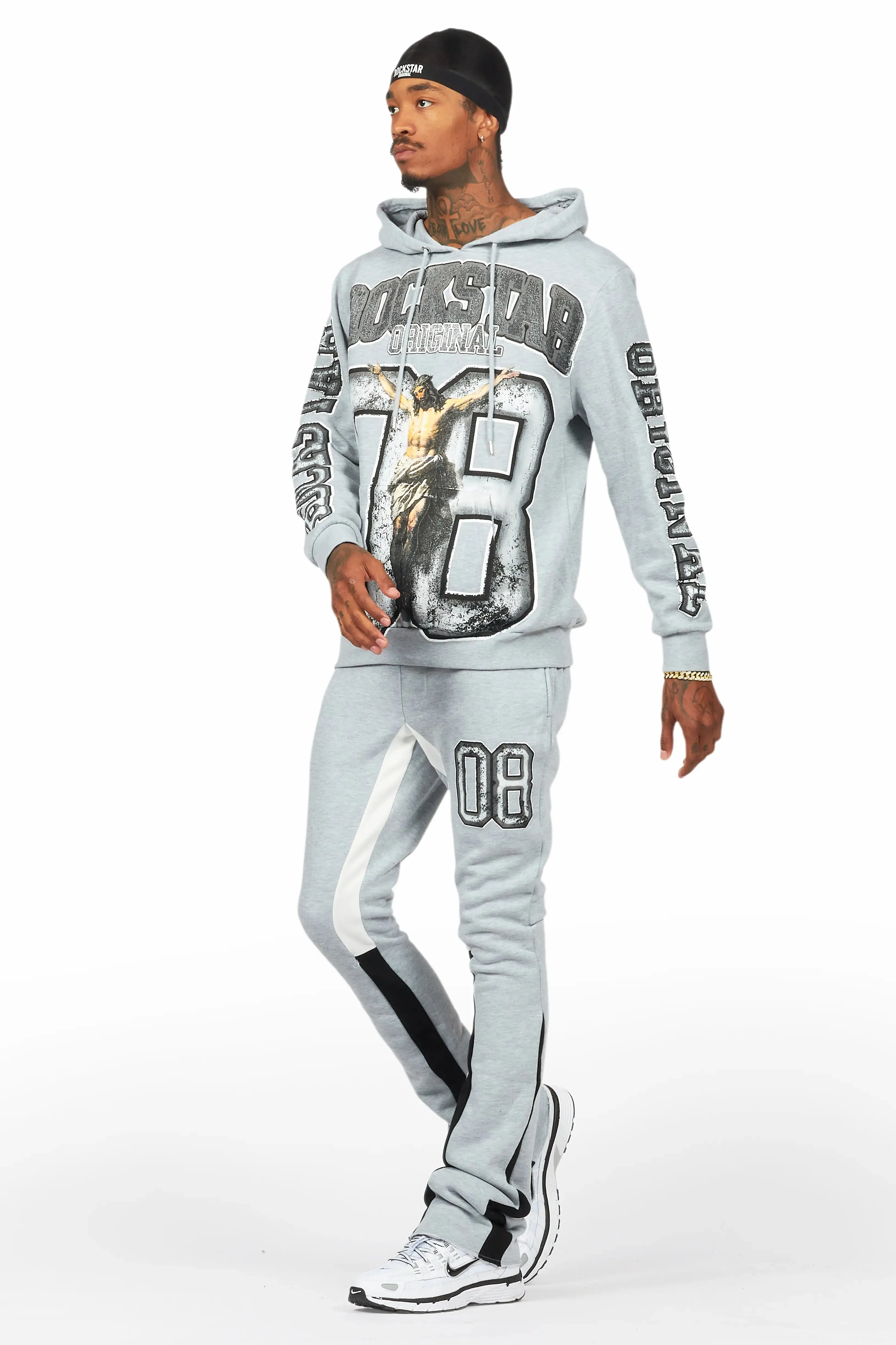 Fields Grey/White Stacked Flare Hoodie Track Set sold by Rockstar Original product image thumbnail 5