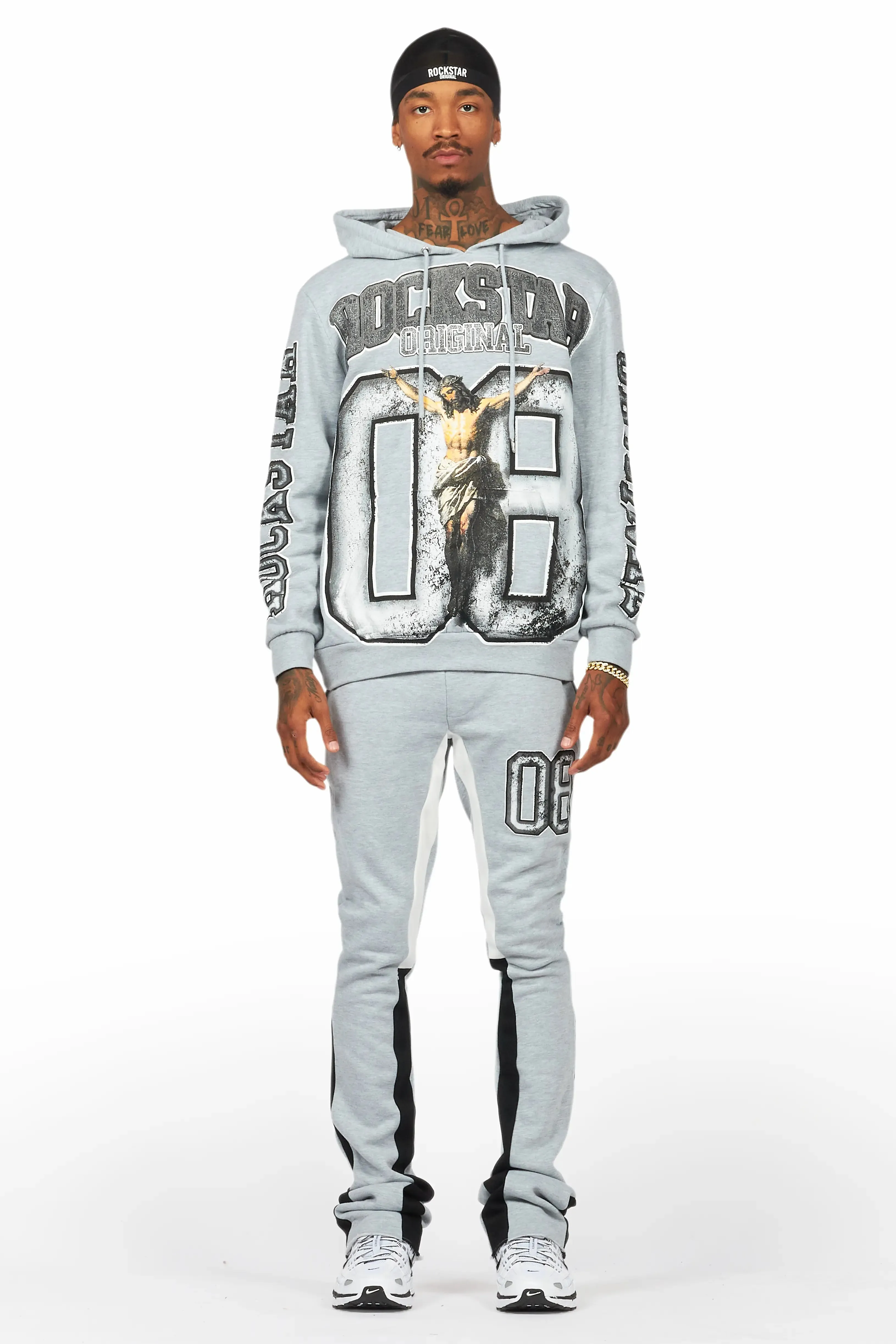 Fields Grey/White Stacked Flare Hoodie Track Set sold by Rockstar Original product image thumbnail 2