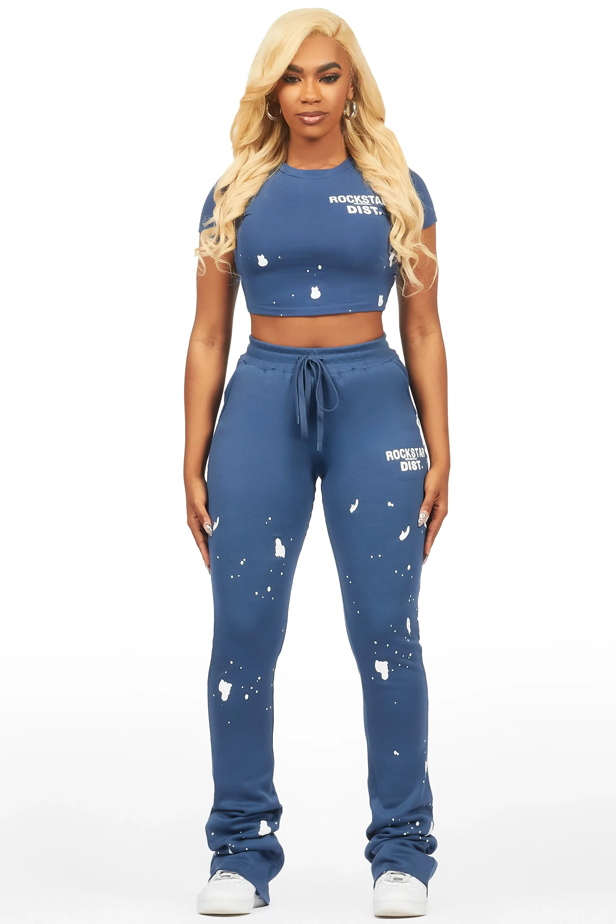 Kristina Navy T-Shirt Super Stacked Trackset sold by Rockstar Original