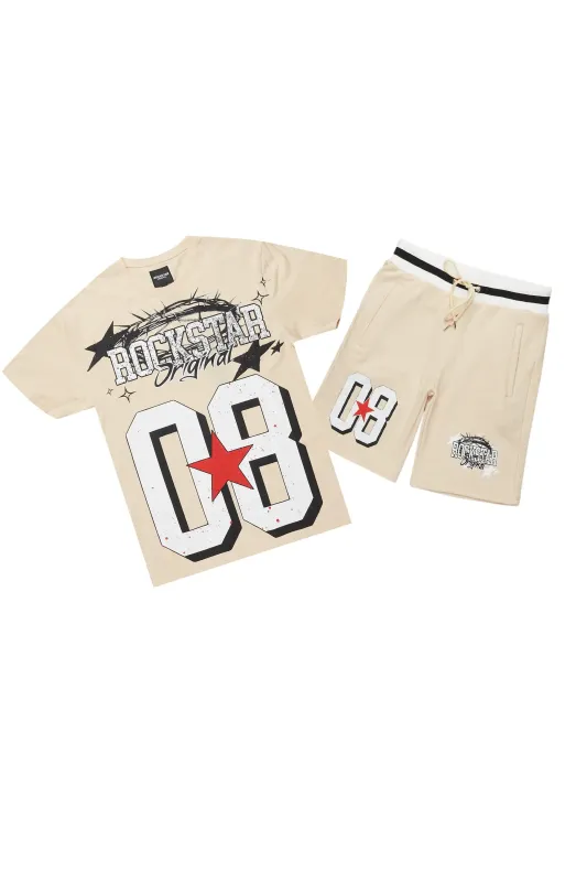 Allstar Beige/White T-Shirt Short Set sold by Rockstar Original