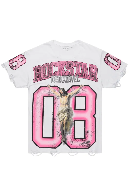 Tariqa White/Pink Oversized T-Shirt sold by Rockstar Original