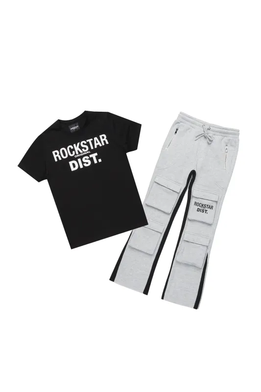Boys Antoon Heather Grey T-Shirt Stacked Flare Set sold by Rockstar Original