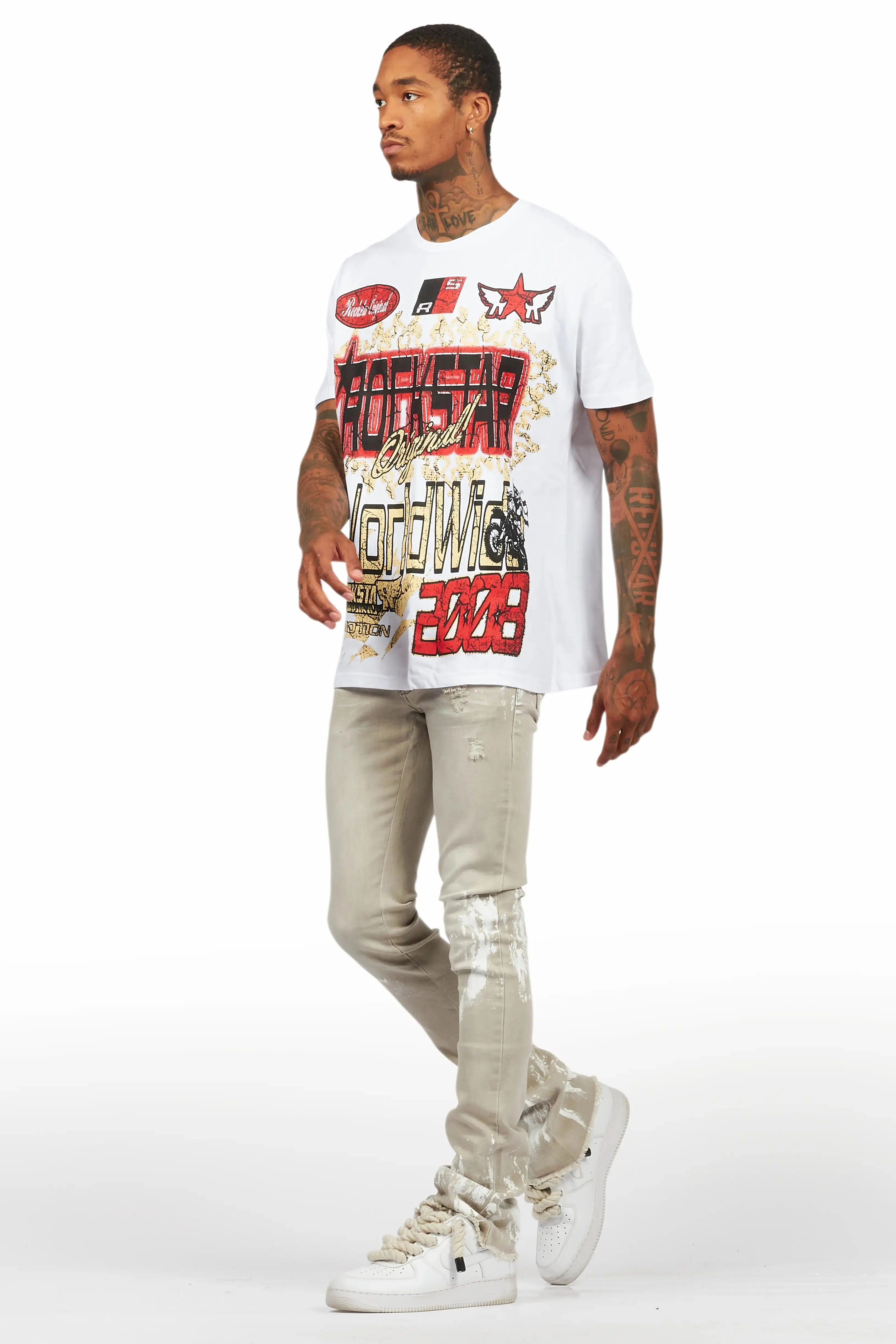 Deangelo White Graphic T-Shirt sold by Rockstar Original product image thumbnail 5