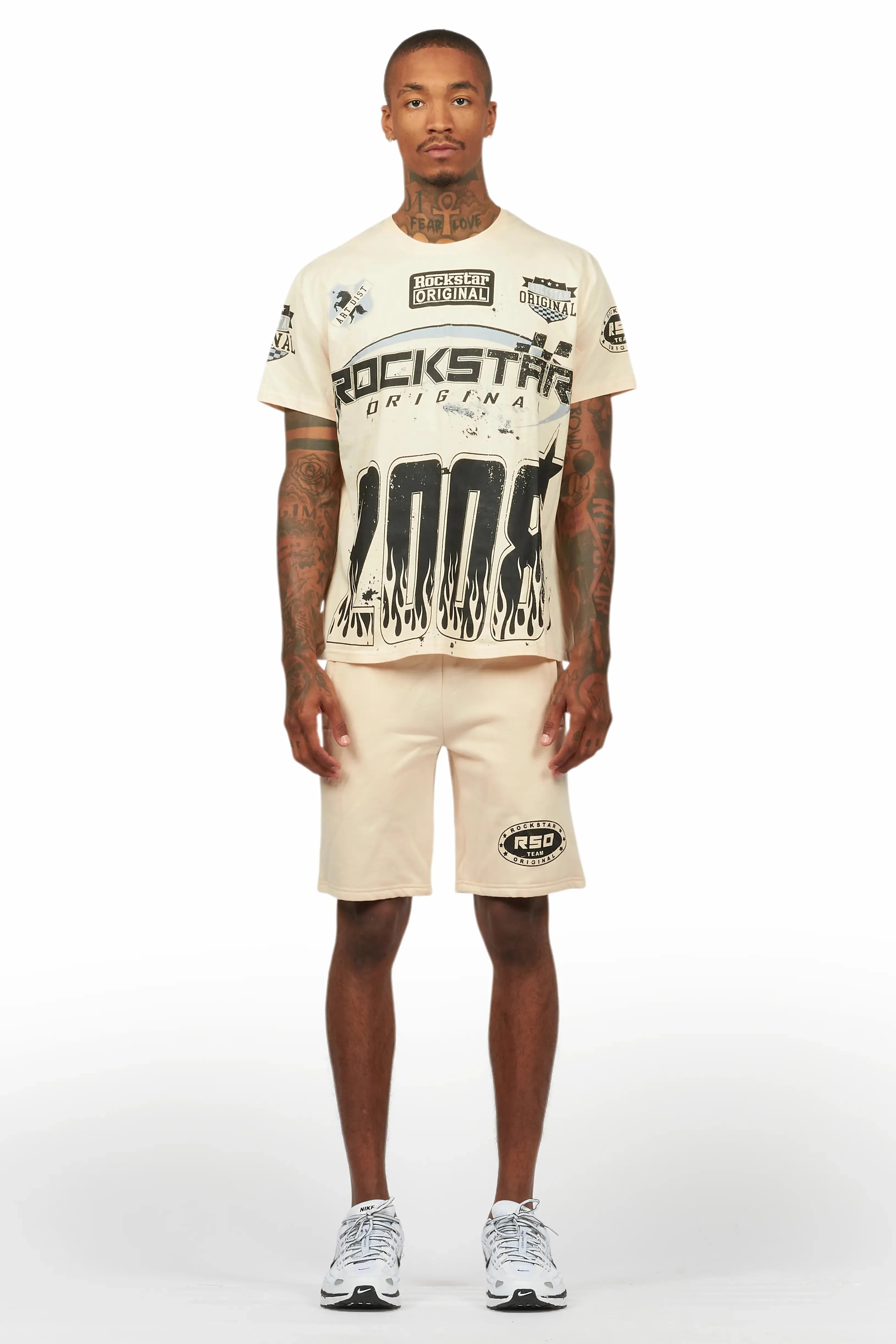 Amos Beige Graphic T-Shirt Short Set sold by Rockstar Original product image thumbnail 2
