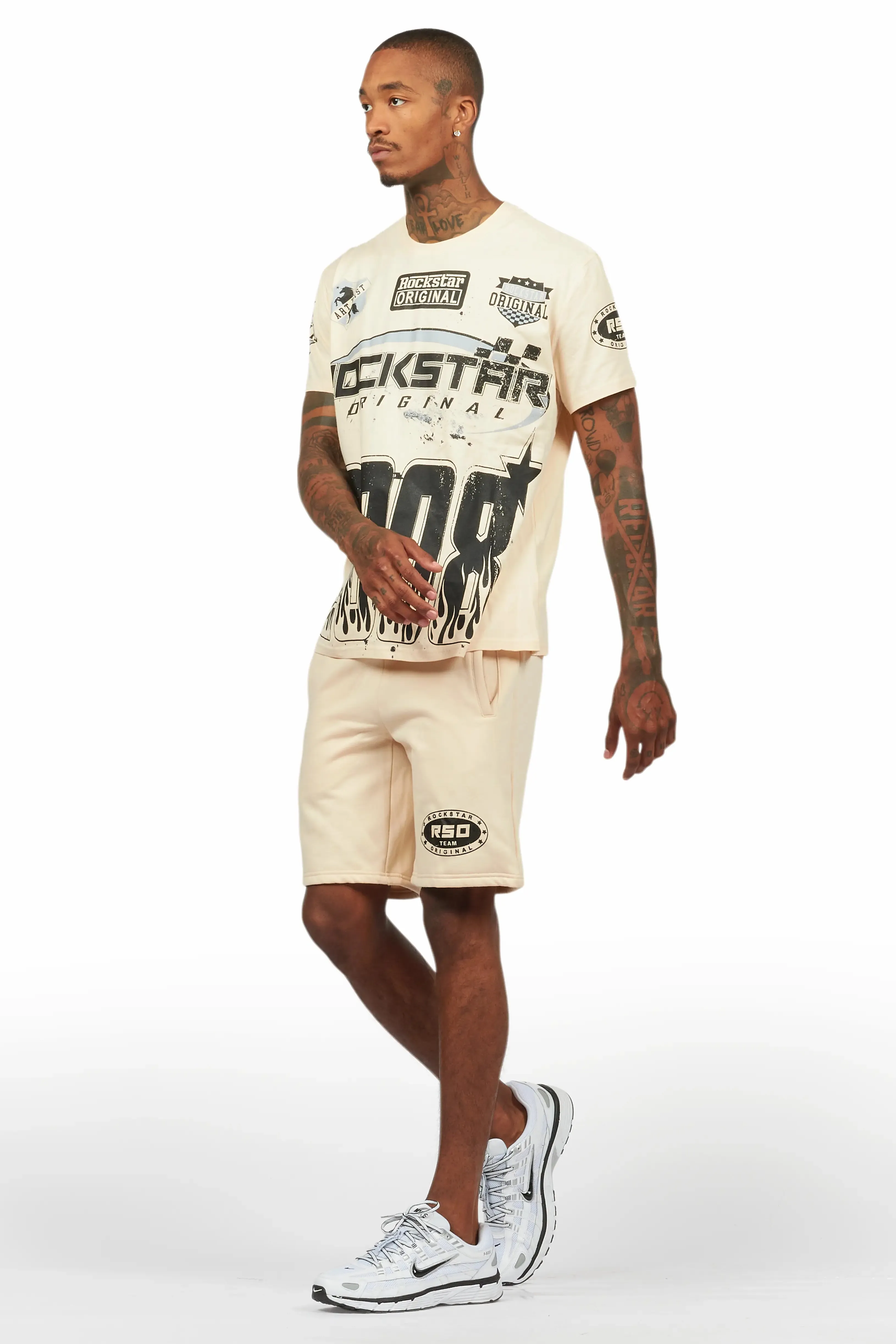 Amos Beige Graphic T-Shirt Short Set sold by Rockstar Original product image thumbnail 5