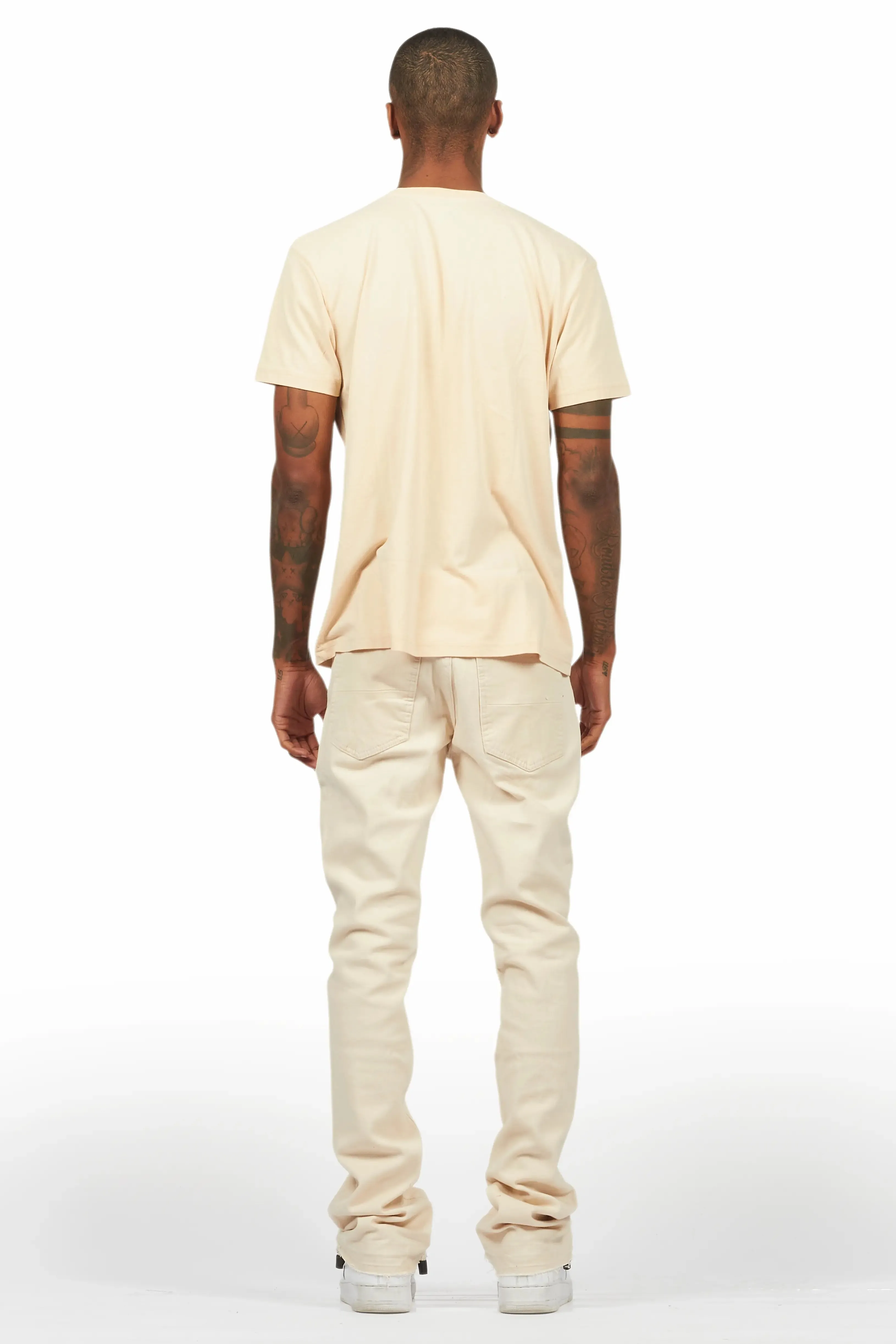 Sana Sand/Beige T-Shirt/Dag Stacked Flare Jean Set sold by Rockstar Original product image thumbnail 4
