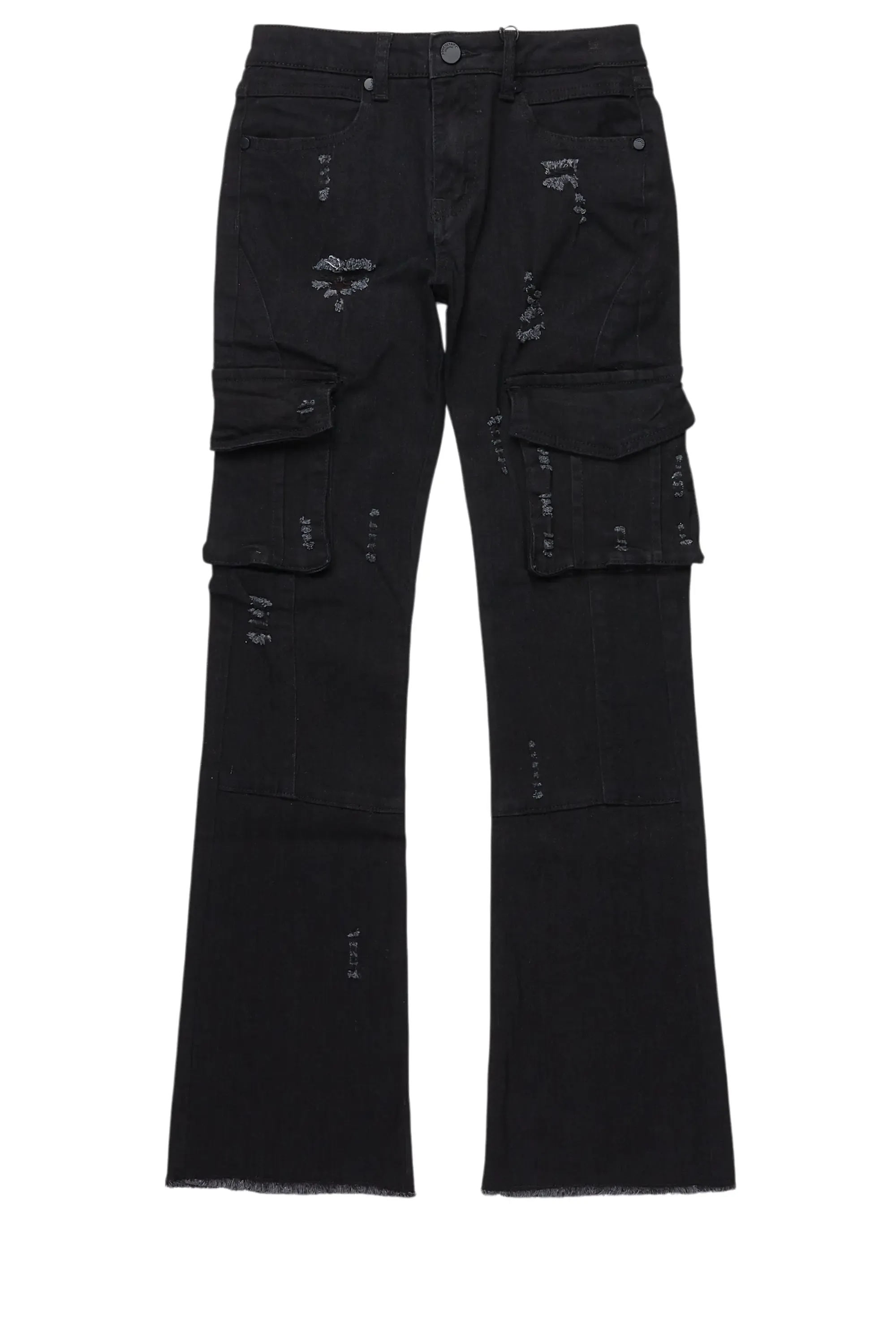 Boys Adalee Black Slim Stacked Flare Cargo Jean sold by Rockstar Original