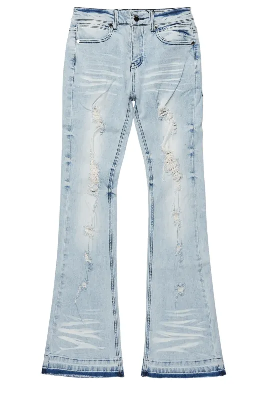 Boys Zahir Blue Slim Stacked Flare Jean sold by Rockstar Original
