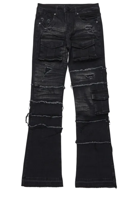 Boys Folant Black Slim Stacked Flare Jean sold by Rockstar Original