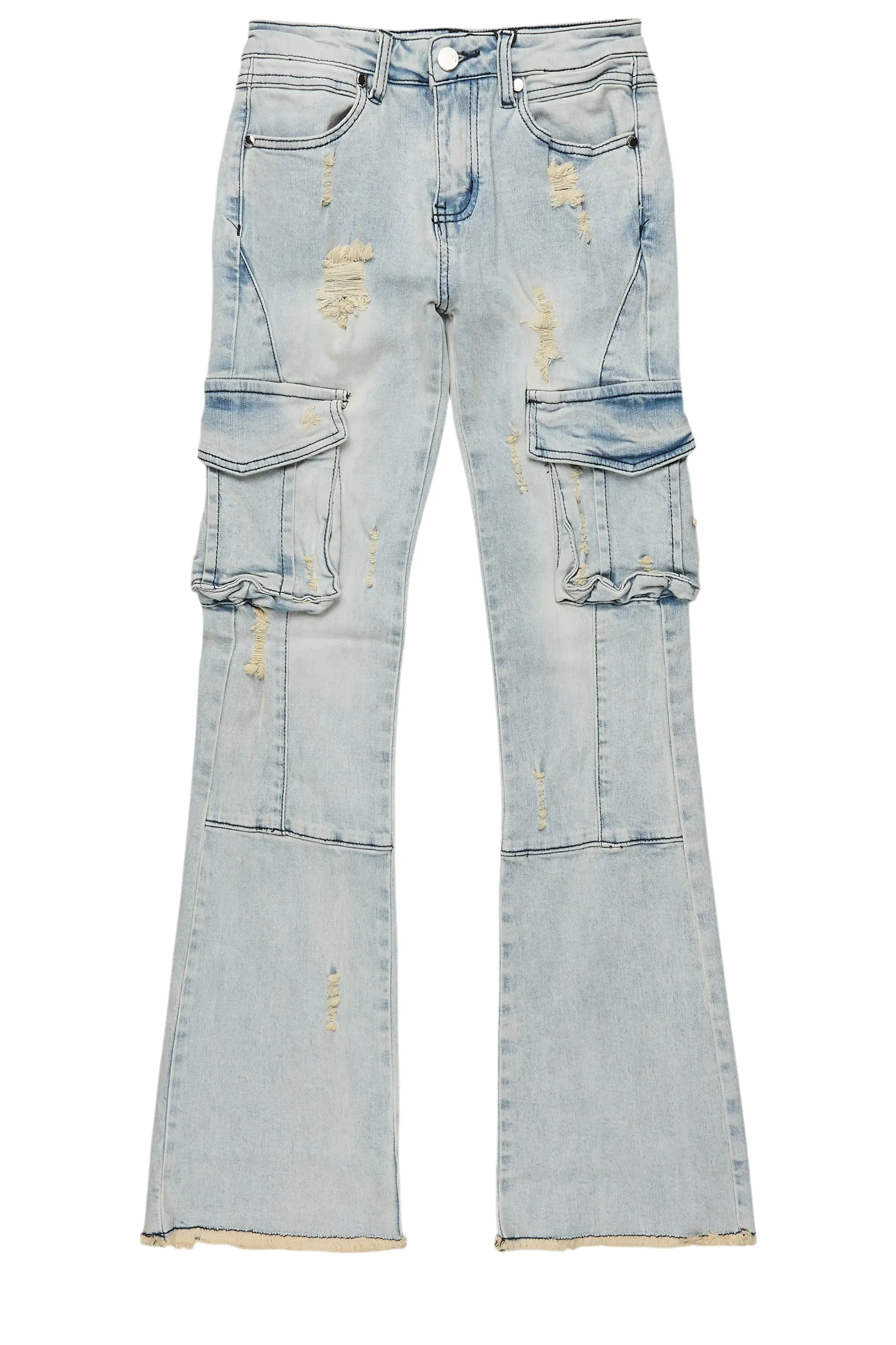 Boys Adalee Blue Slim Stacked Flare Cargo Jean sold by Rockstar Original