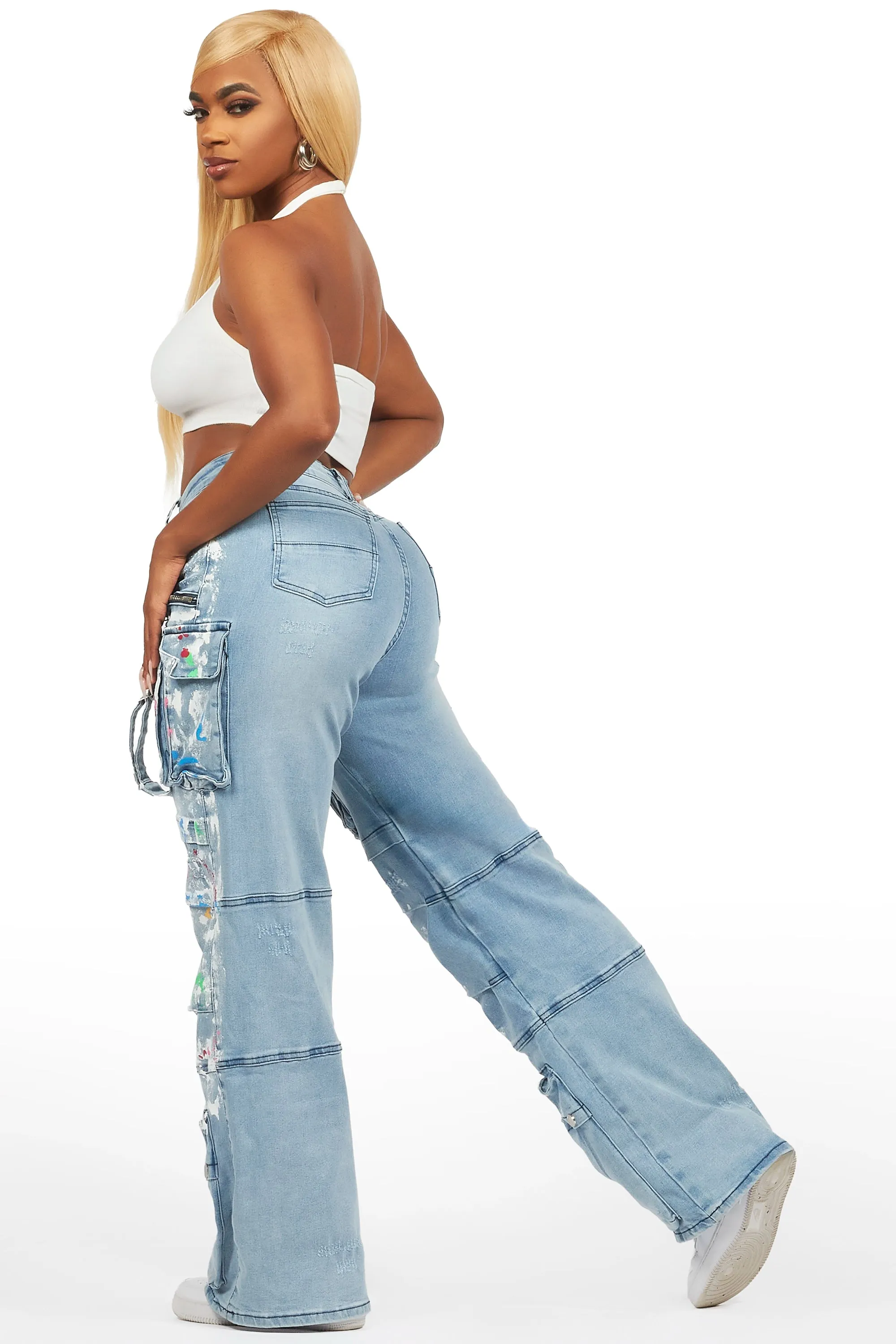 Melyssa Light Wash Painted Wide Leg Jean sold by Rockstar Original product image thumbnail 5