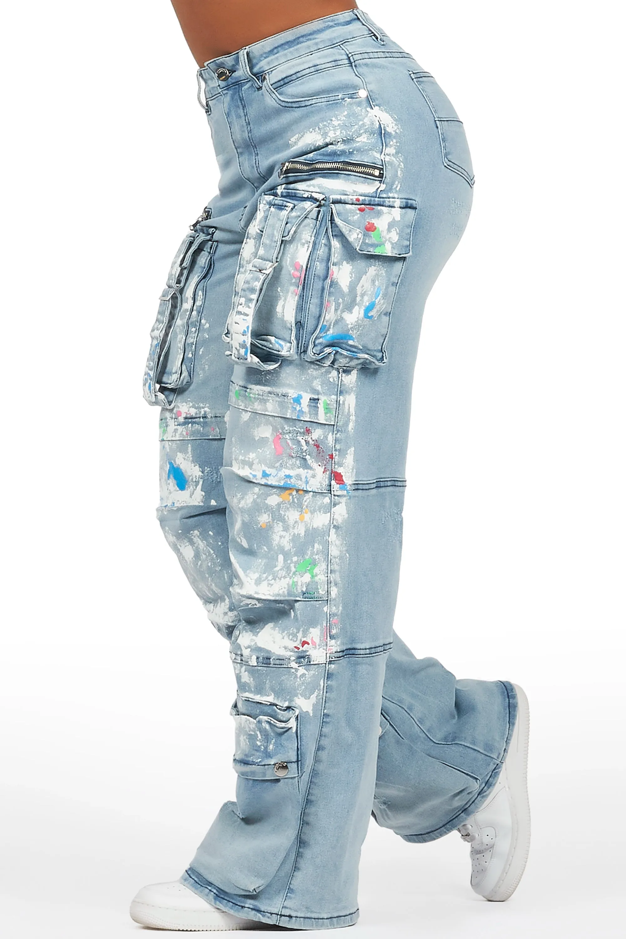 Melyssa Light Wash Painted Wide Leg Jean sold by Rockstar Original product image thumbnail 4