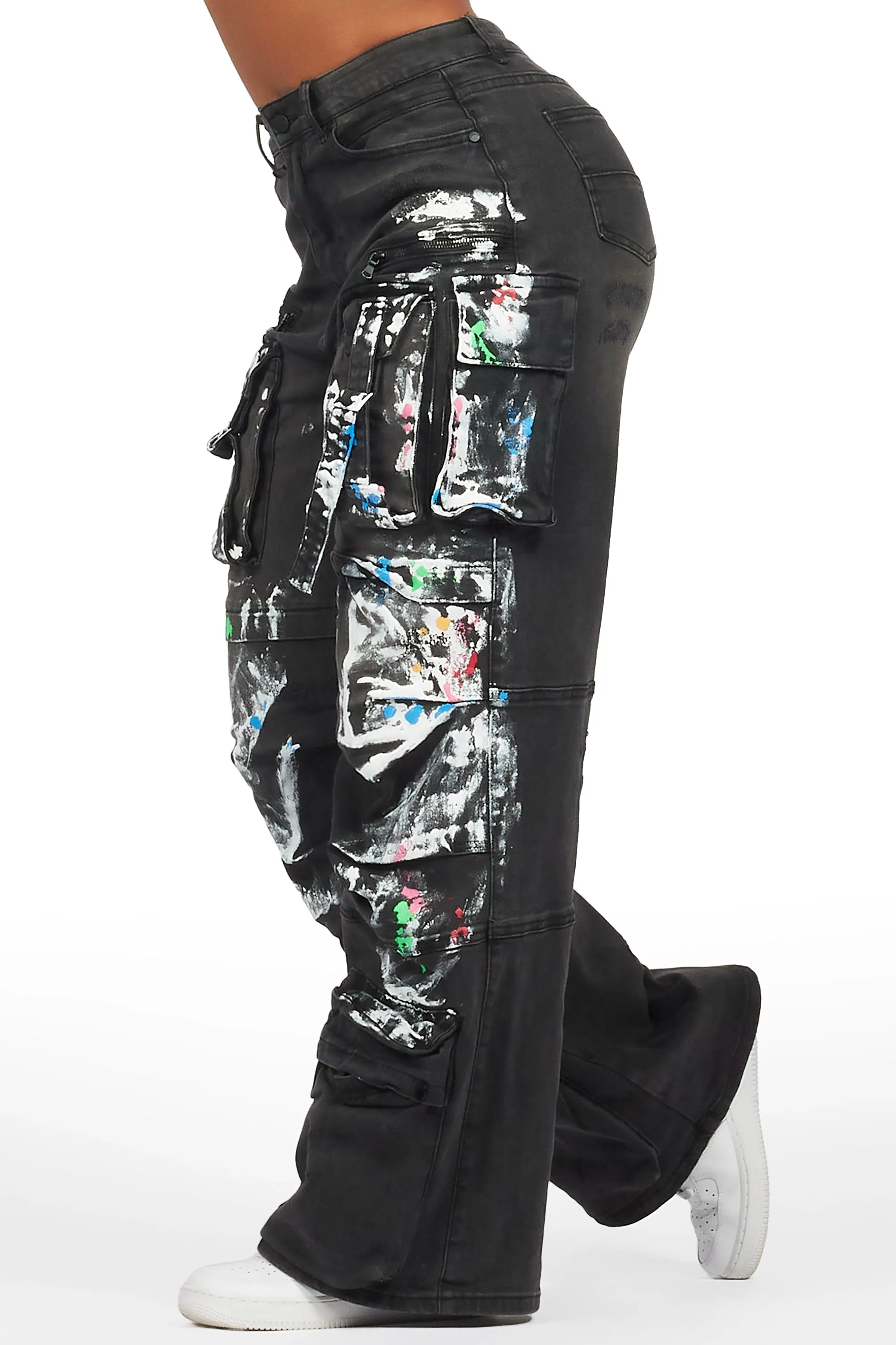 Melyssa Black Painted Wide Leg Jean sold by Rockstar Original product image thumbnail 5