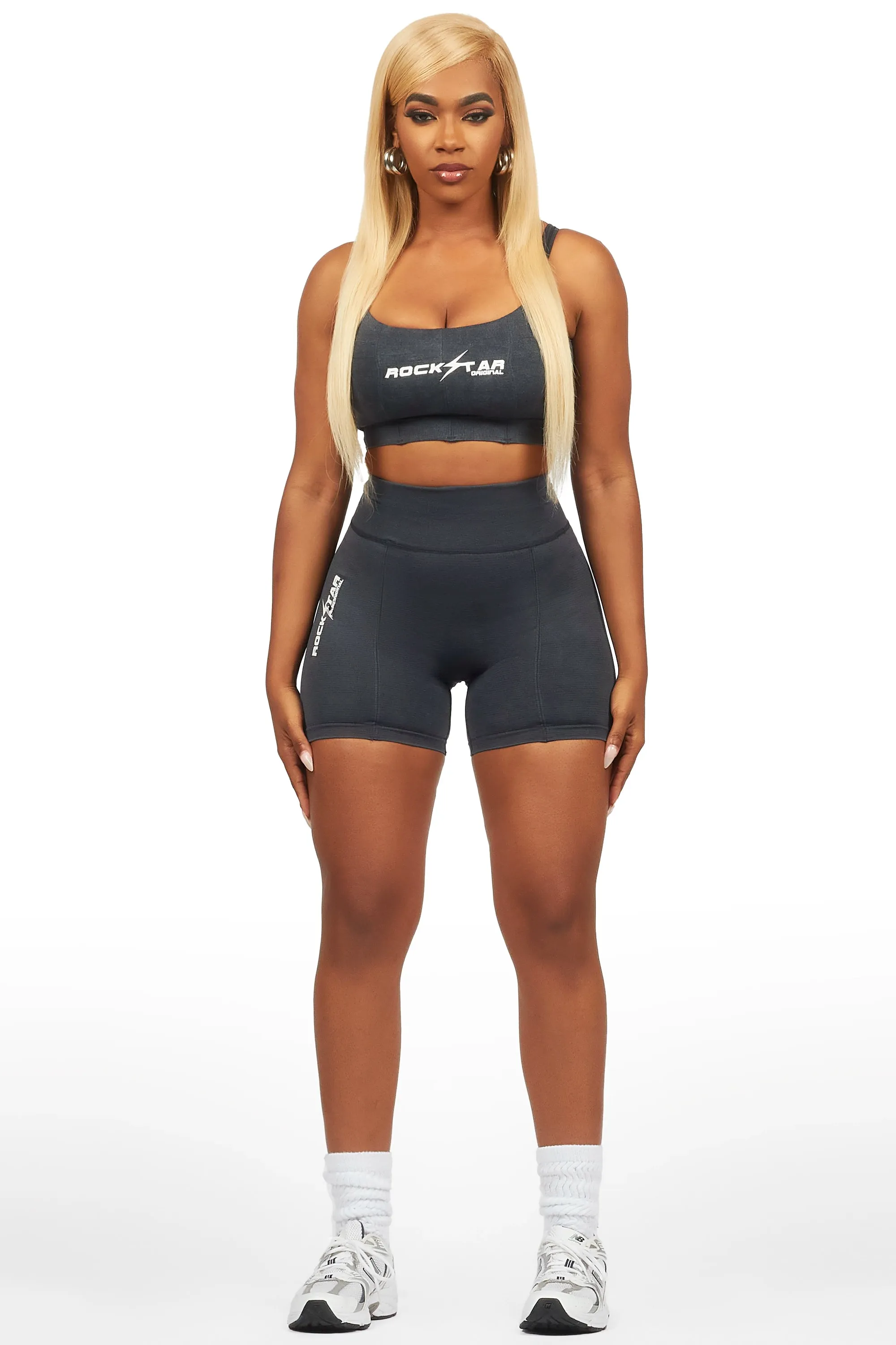 Katteria Washed Black Bike Short Set sold by Rockstar Original