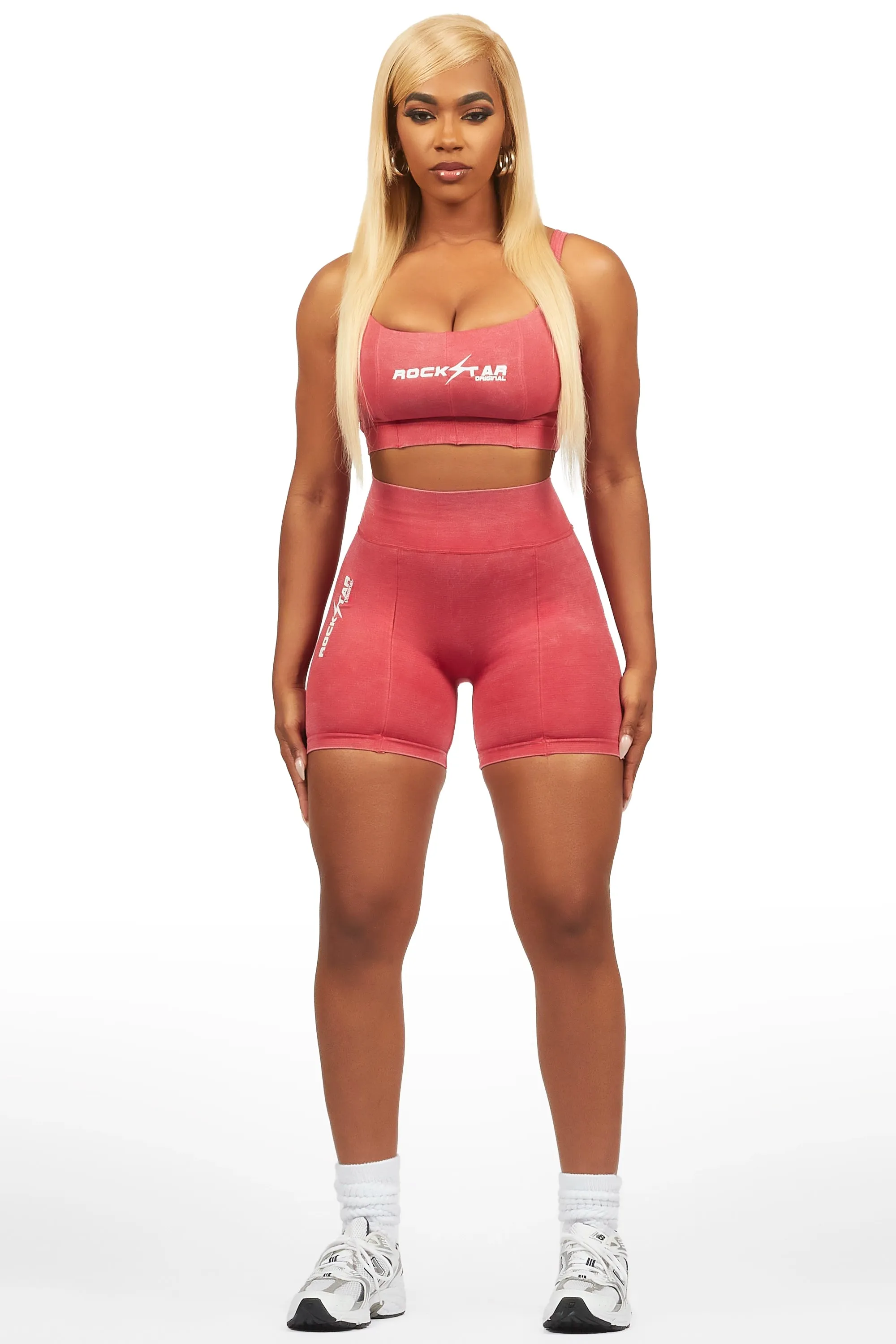 Katteria Washed Red Bike Short Set sold by Rockstar Original