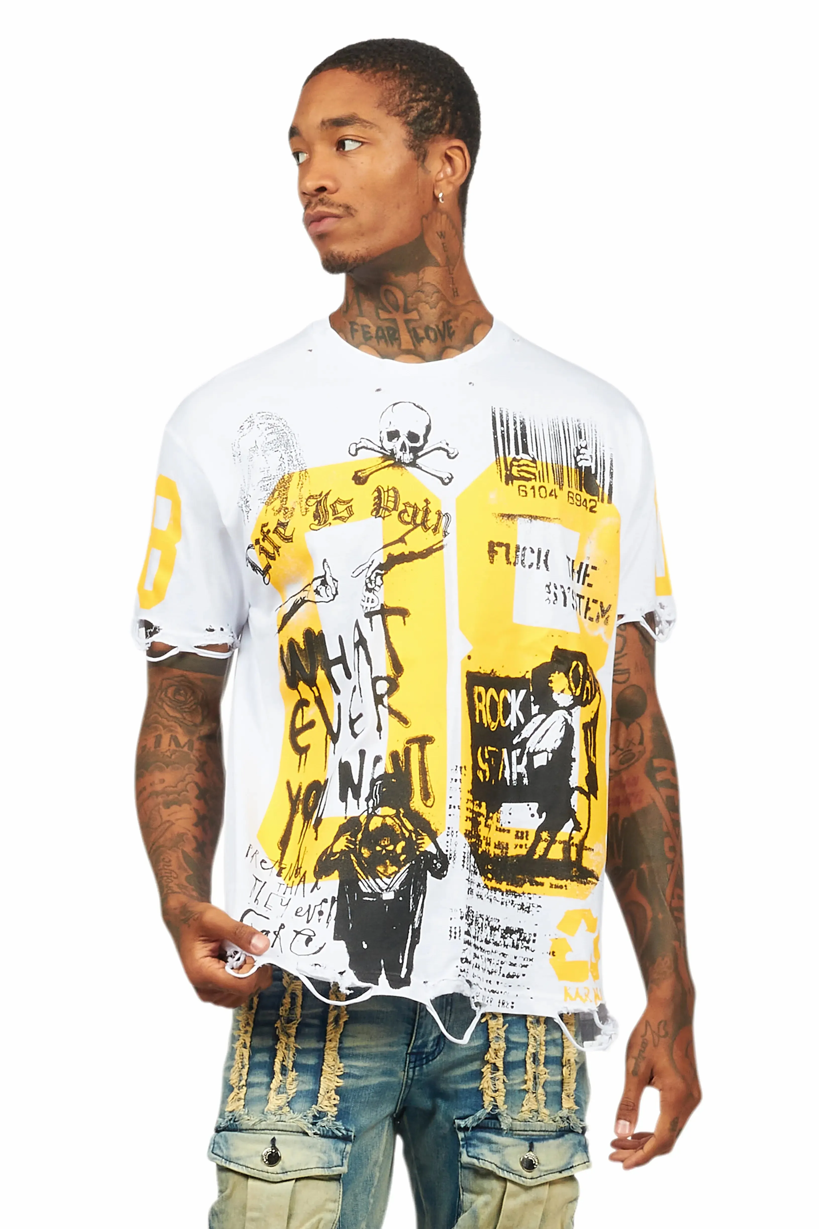 Grill White/Yellow Graphic Oversized T-Shirt sold by Rockstar Original product image thumbnail 2
