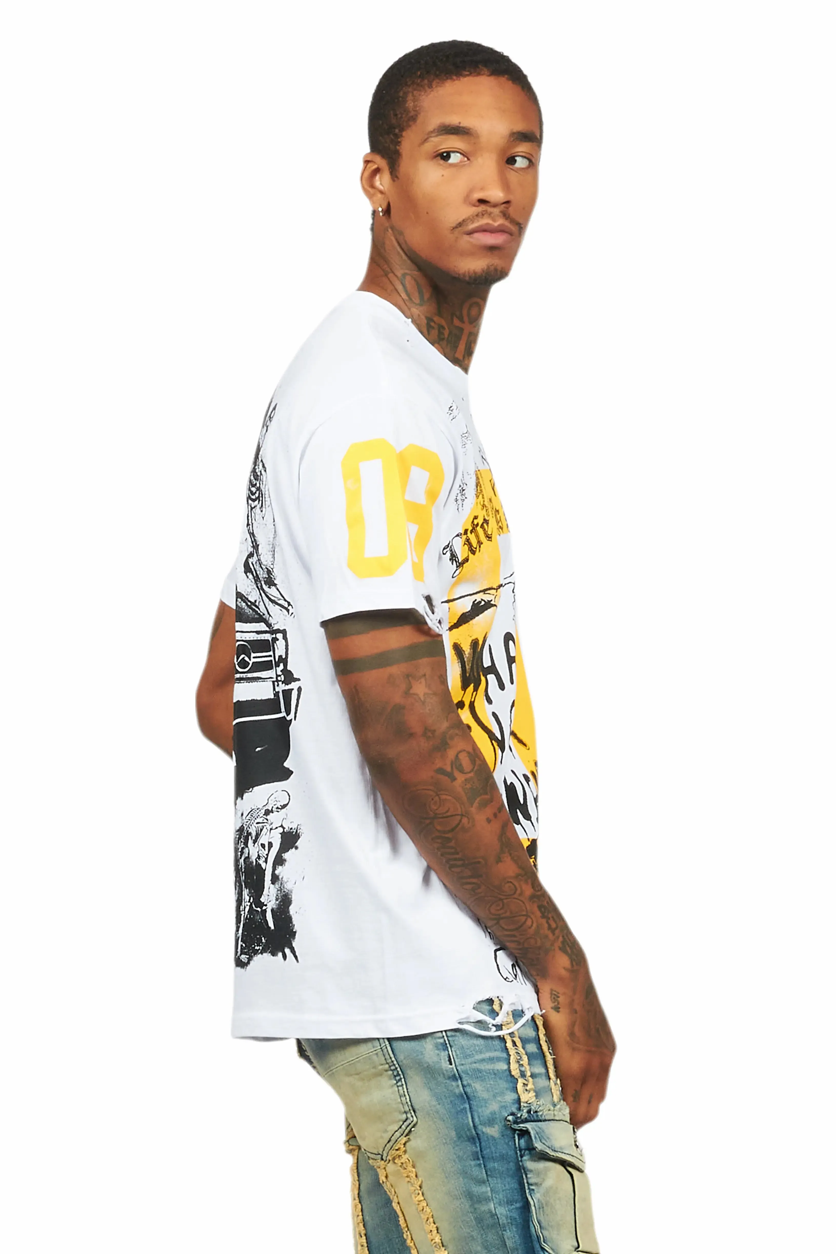 Grill White/Yellow Graphic Oversized T-Shirt sold by Rockstar Original product image thumbnail 4