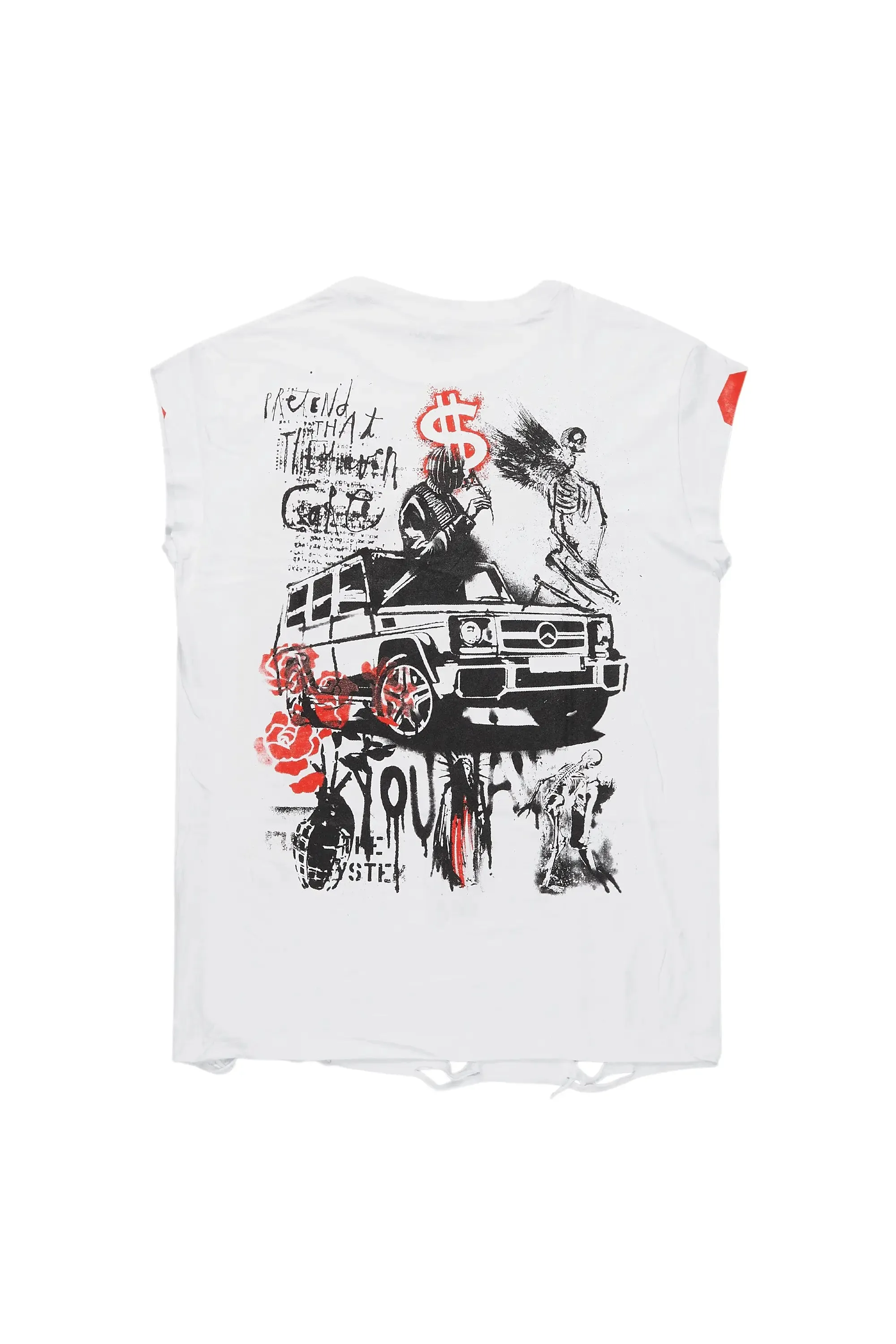 Grill White Graphic Muscle T-Shirt sold by Rockstar Original product image thumbnail 3