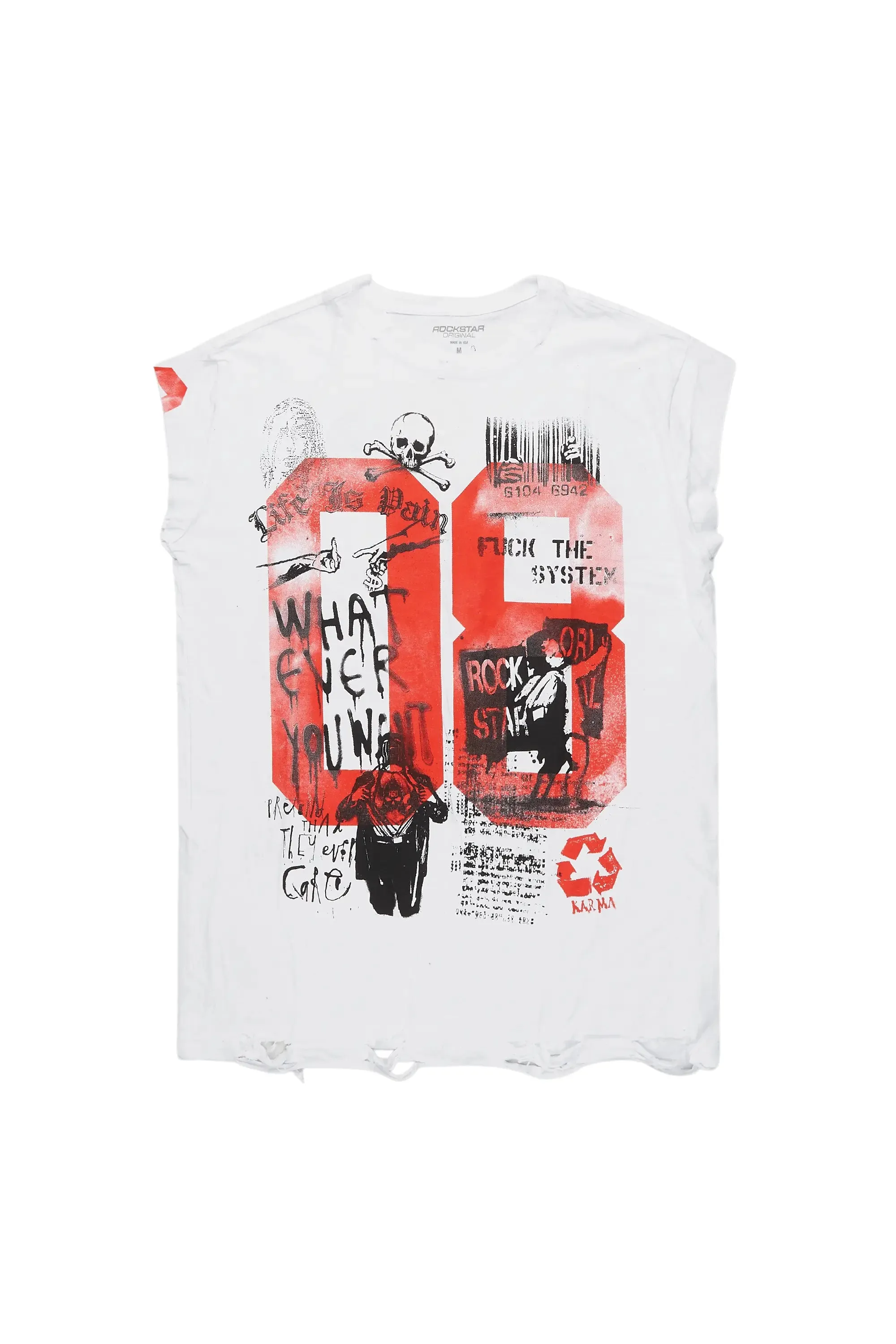 Grill White Graphic Muscle T-Shirt sold by Rockstar Original