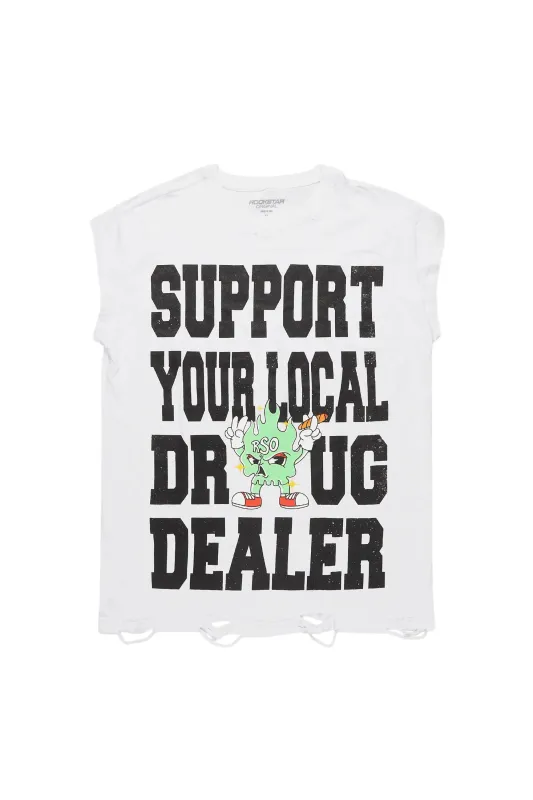 Tarl White Graphic Muscle T-Shirt sold by Rockstar Original