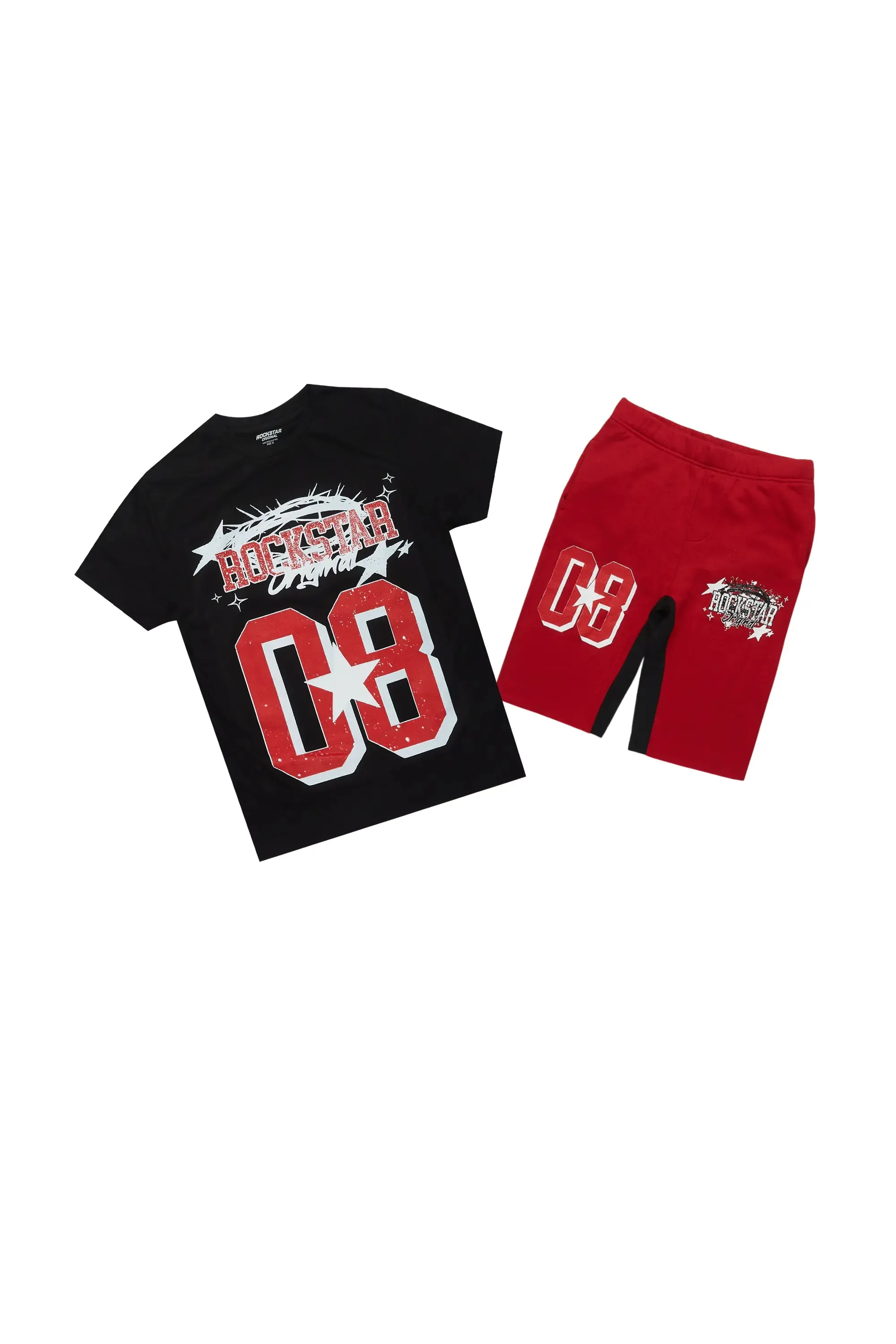 Boys Allstar Black/Burgundy T-Shirt Short Set sold by Rockstar Original