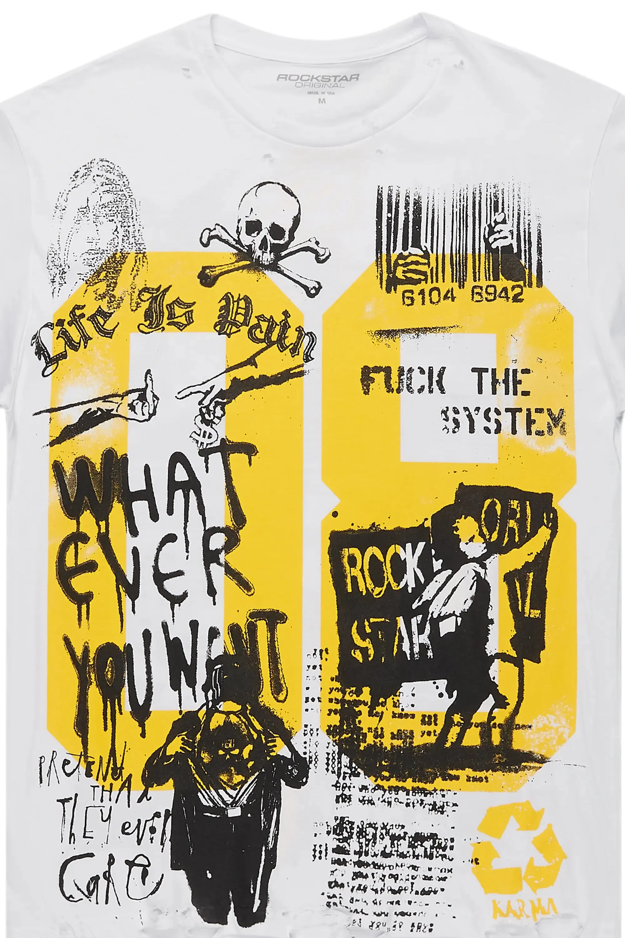 Kammile White/Yellow Oversized T-Shirt sold by Rockstar Original product image thumbnail 2