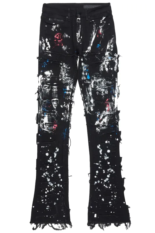 Dallin Black Painter Stacked Flare Jean sold by Rockstar Original