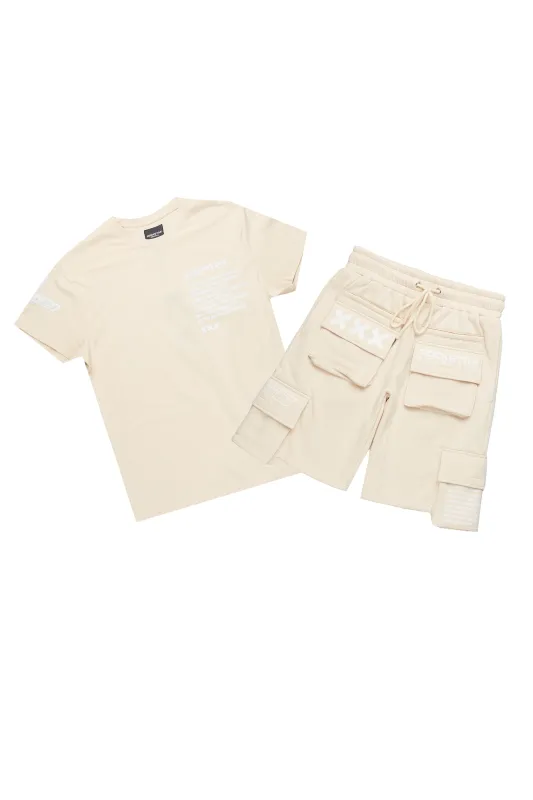 Jash Beige/White Short Set sold by Rockstar Original
