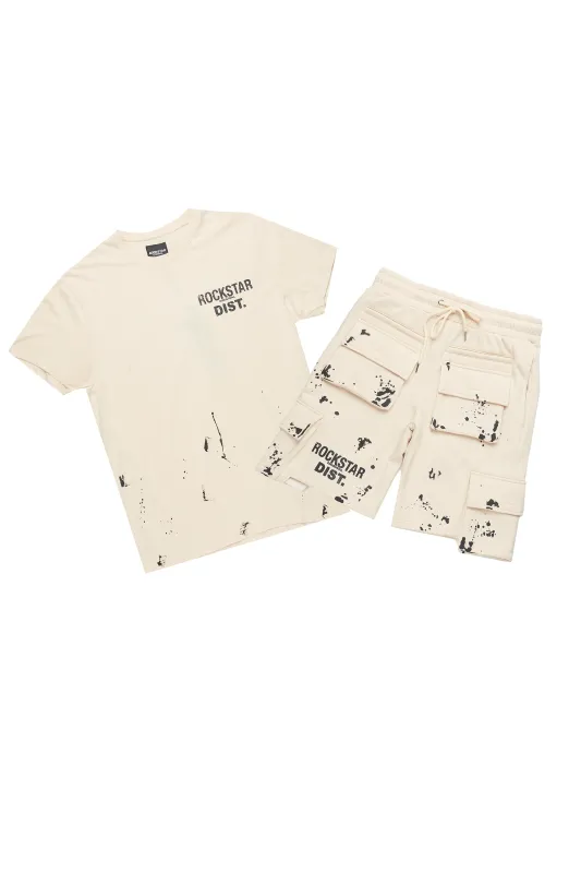 Raffer Beige/Black T-Shirt Cargo Shorts Set sold by Rockstar Original