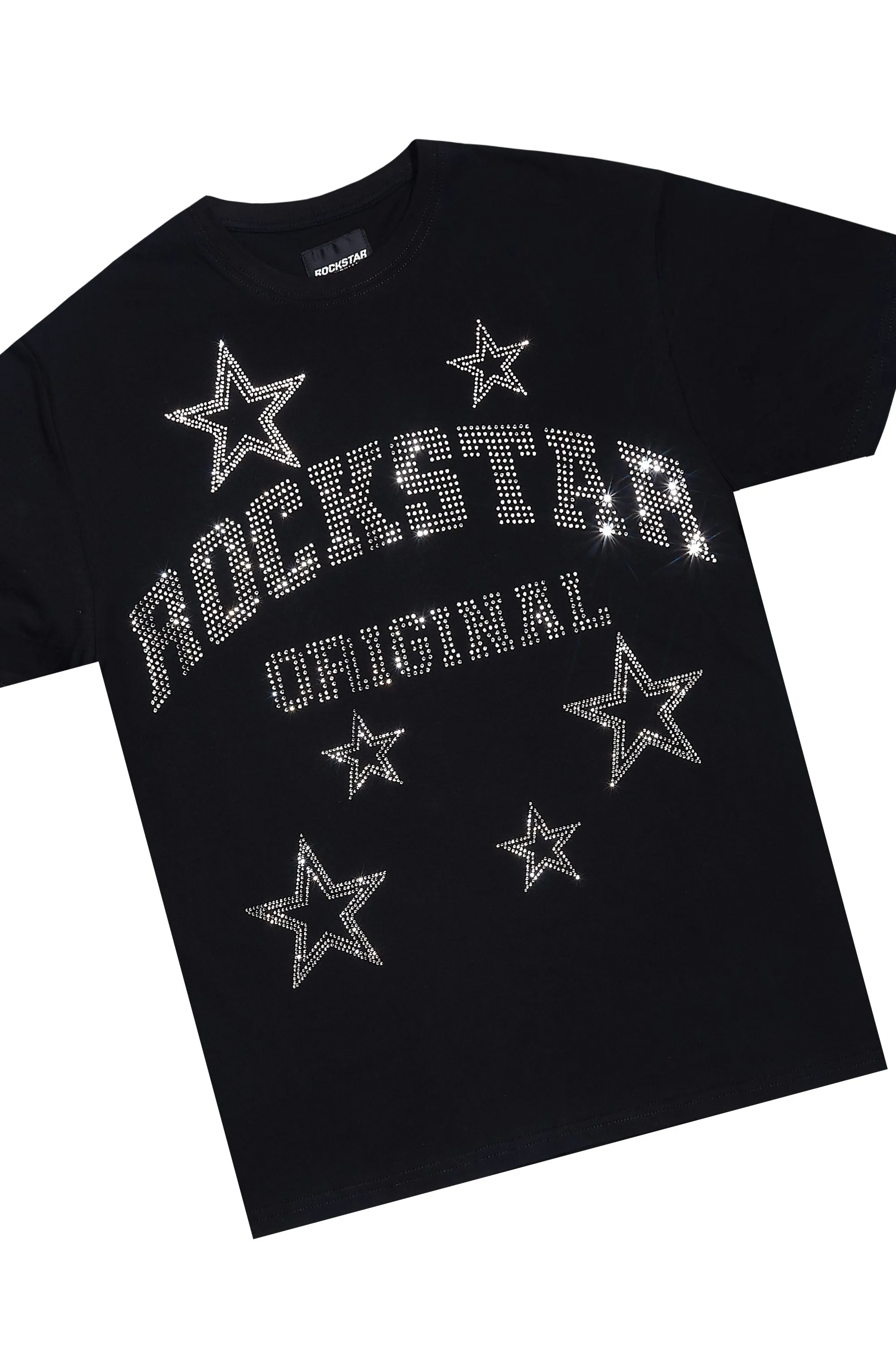 Nox Black Rhinestone T Shirt Short Set sold by Rockstar Original product image thumbnail 2