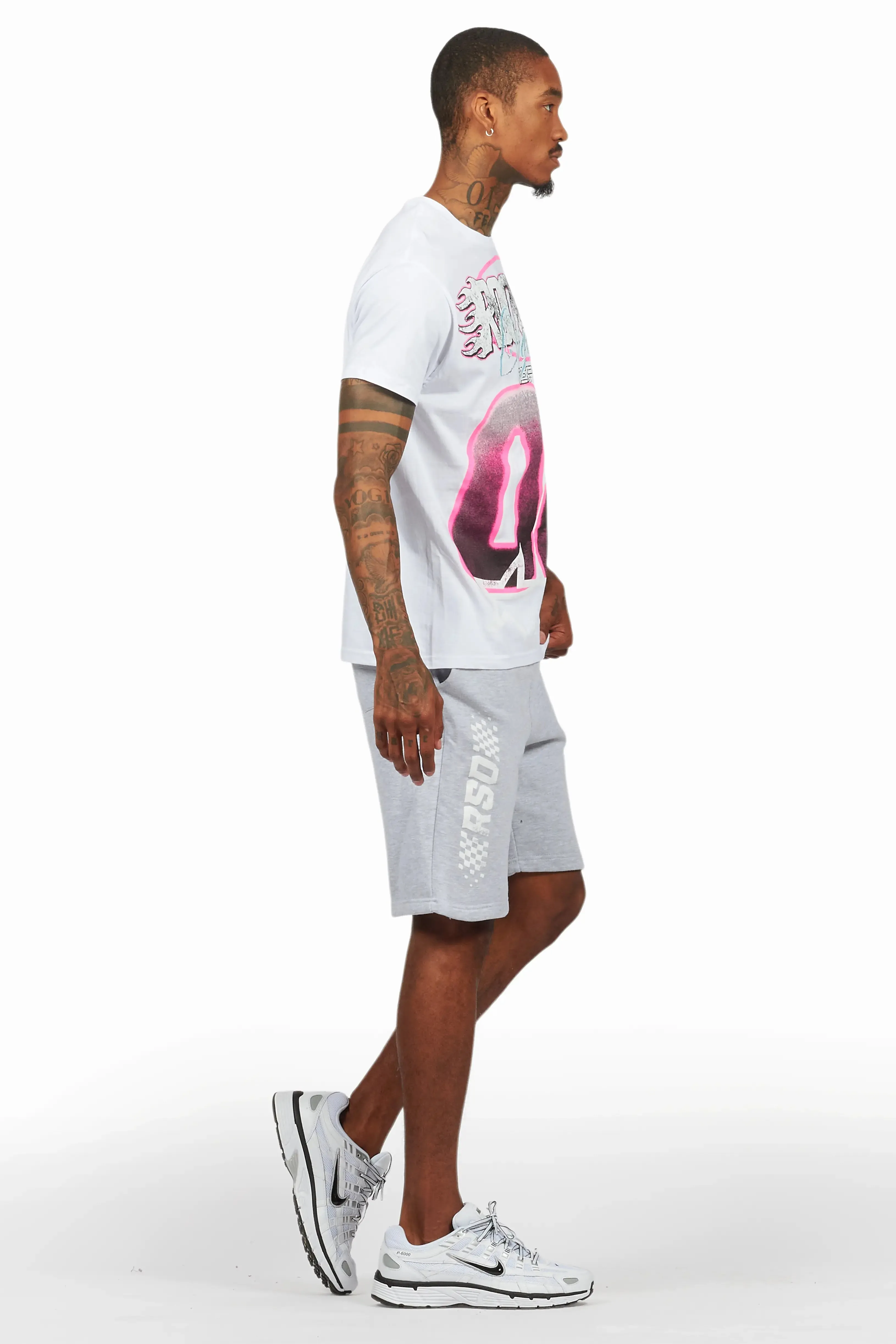 Theo White/Grey T-Shirt Short Set sold by Rockstar Original product image thumbnail 3